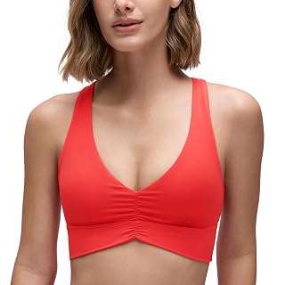 CRZ YOGA Butterluxe Ruched V Neck Sports Bra - Amazon product rated Grade A
