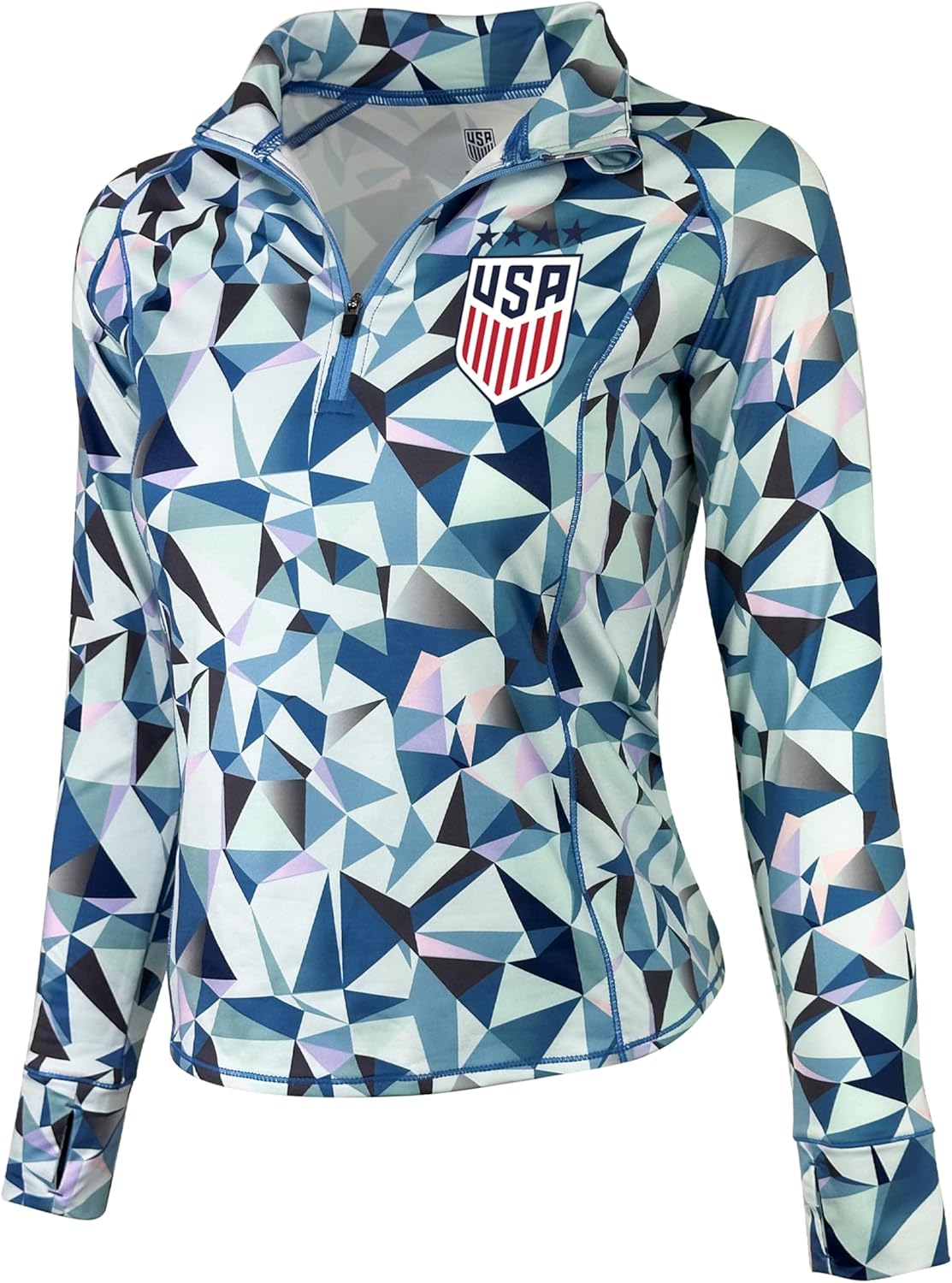 Icon Sports Officially Licensed Women's U.S. Soccer Quarter Zip Jacket, USWNT Pullover Sweatshirt