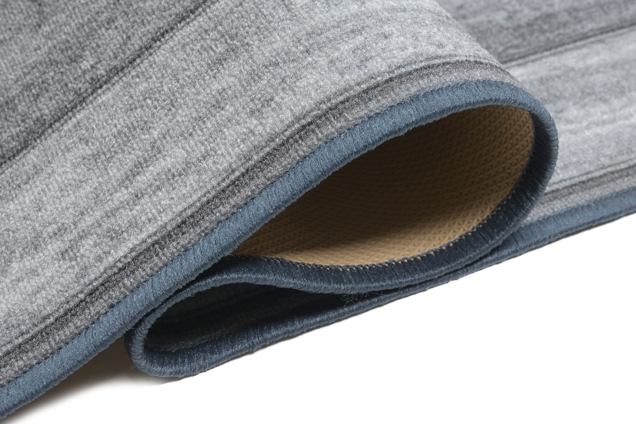 TAPISO Anti Rutsch Teppich Läufer rutschfest Brücke Meterware Modern Grau Hellgrau Meliert Streifen Design Flur Küche Wohnzimmer Diele 80 x 300 cm