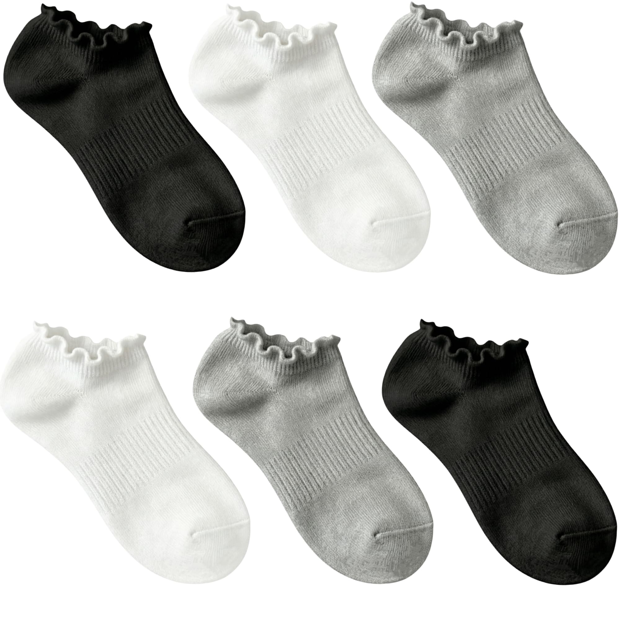 EUFANCE 6 Pairs No Show Socks for Women Ruffle Socks Cute Ankle Socks | Low Cut Frilly Short Cotton Socks