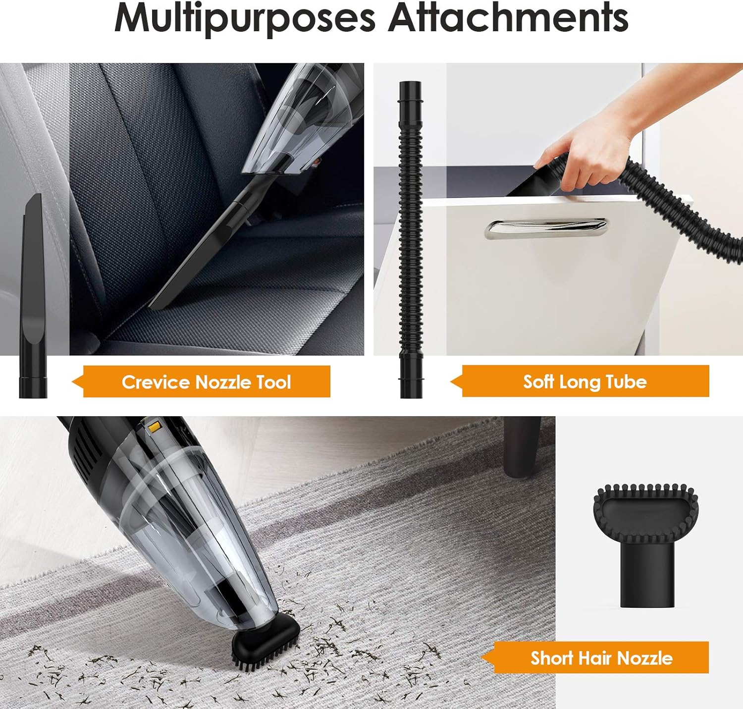Handheld Vacuum Cordless, Oudekay 9000PA 120W High Power Portable Hand Held Vacuum Cleaner Rechargeable Car Vacuum Cordless Dry Wet Vac with Stainless Steel Filter Small Hand Vac for Pet Hair (Black) -