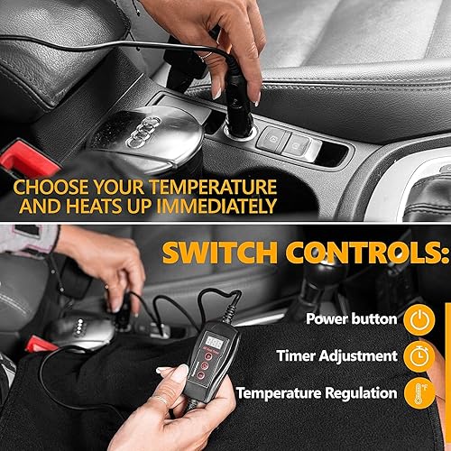 Miniatura 4 de Zento - Almohadilla de viaje para automóvil para mayor comodidad (negro) - Mini manta de forro polar de diseño rústico para llevar en tus vacaciones