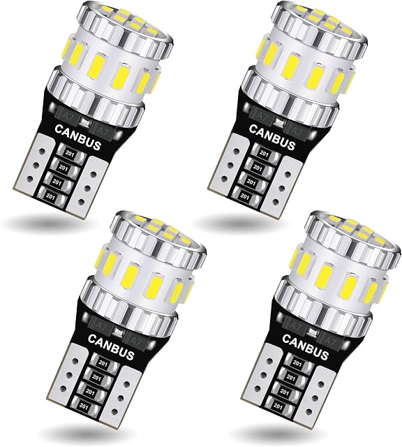 AGLINT T10 LED Bulbs CANBUS Error Free W5W 194 168 2825 Wedge 18SMD Replacement Bulb for Car Interiors Side Dome Number Plate Lights 6000K White(4)