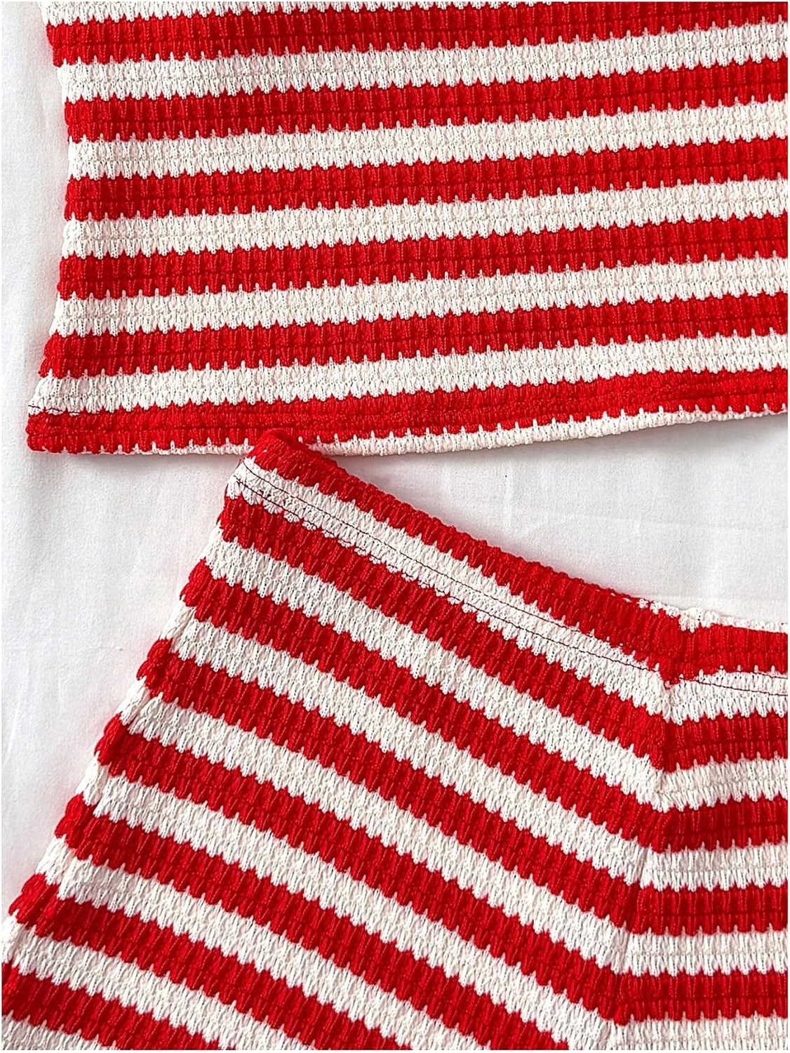 Girl's 2 Piece Summer Outfits Striped Sleeveless Asymmetrical Tops and Mini Shorts Set Cute Clothes - Image 3