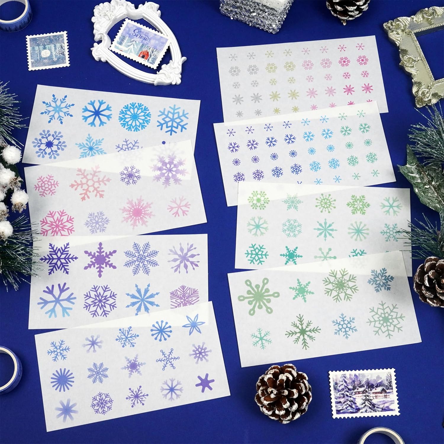 YUBBAEX Winter Washi Tape & Sticker Pack Snow Landscaping Masking Tapes Scrapbook Paper Holiday Decorative for Arts, DIY Crafts, Journal Supplies, Scrapbook, Card/Gift Wrapping