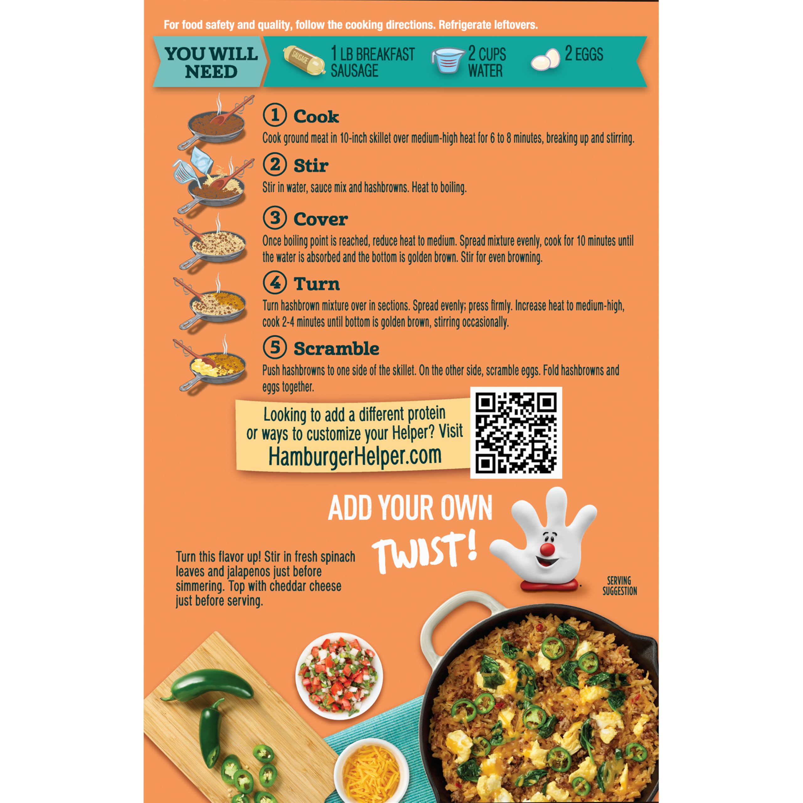 Hamburger Helper BREAKFAST Southwest Style Hashbrowns, 4 oz