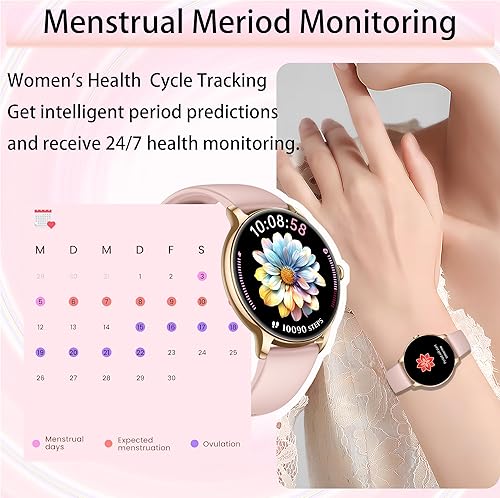 Miniatura 4 de Reloj inteligente para mujer, rastreador de actividad AMOLED de 1.32 pulgadas con frecuencia cardíaca, oxígeno en sangre, monitor de sueño,