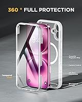 Vista 182 de Miracase Funda magnética para iPhone 14 de 6.1 pulgadas, protector de pantalla de vidrio templado integrado + protector de lente, compatible