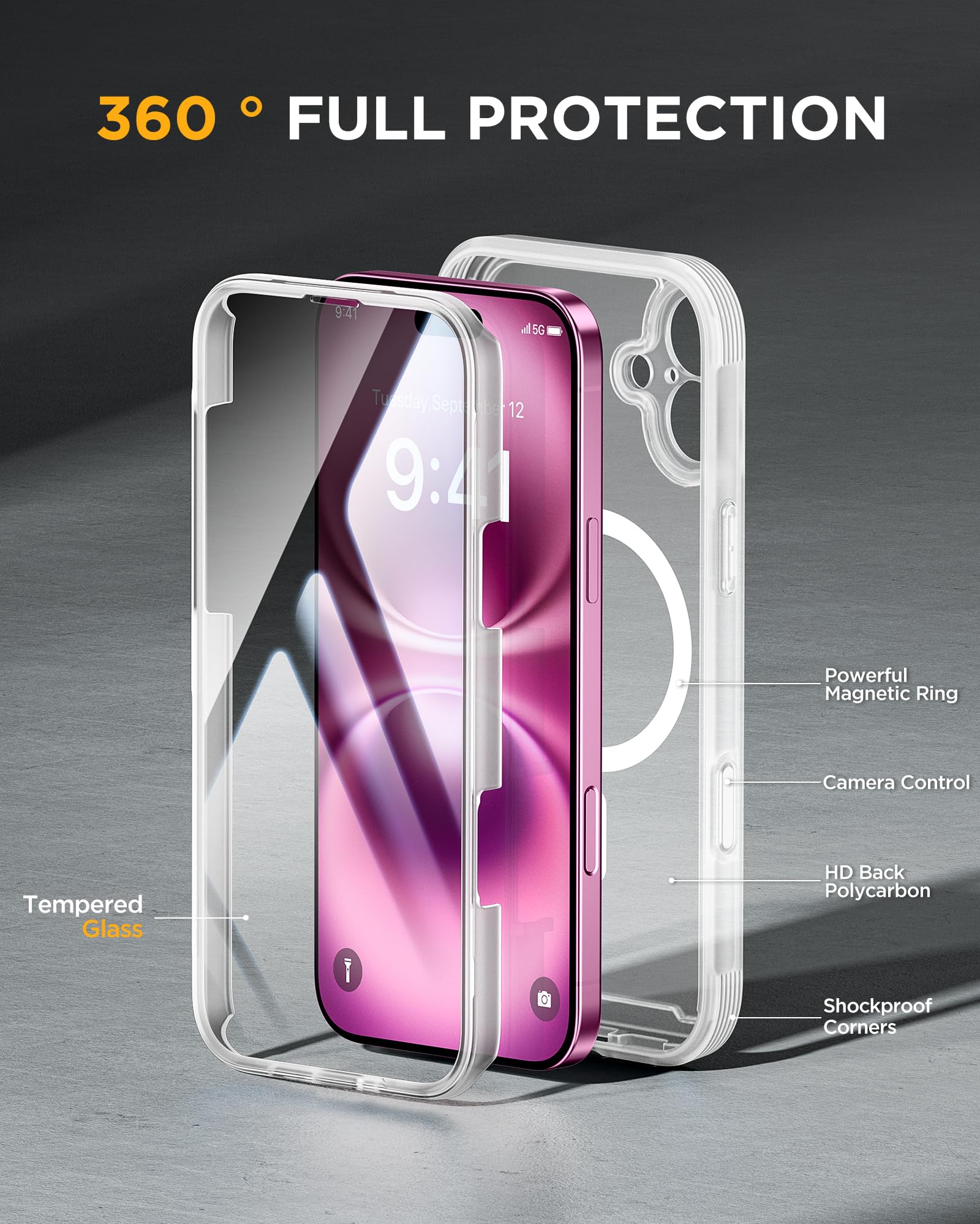 Coque magnétique Wave en silicone avec support MagSafe pour iPhone 16 Pro Max – Rose