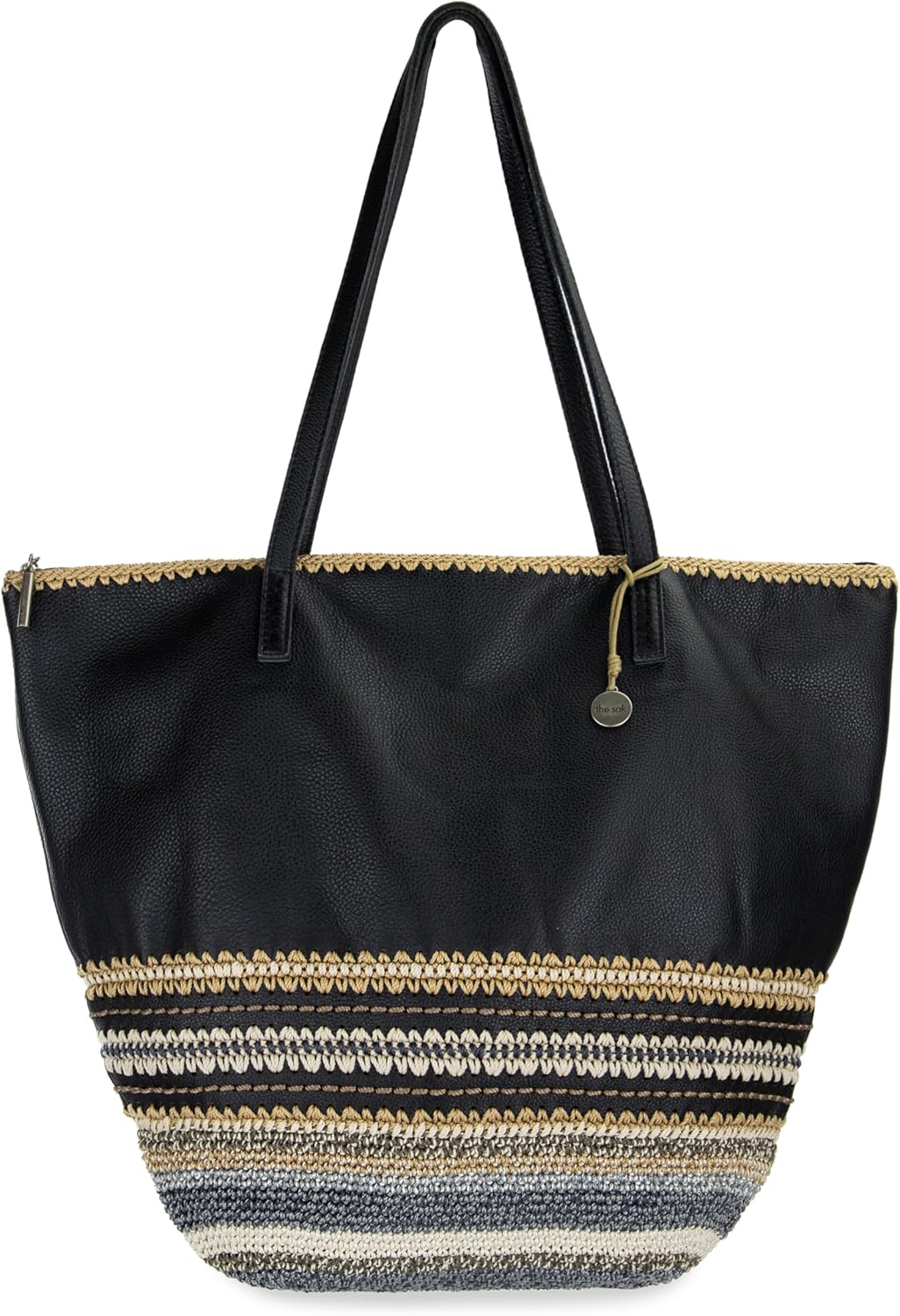 The Sak Faye Tote Bag - Hand Crochet Women's Purse For Everyday & Travel - Large Handbag With Zipper Pocket & Shoulder Straps