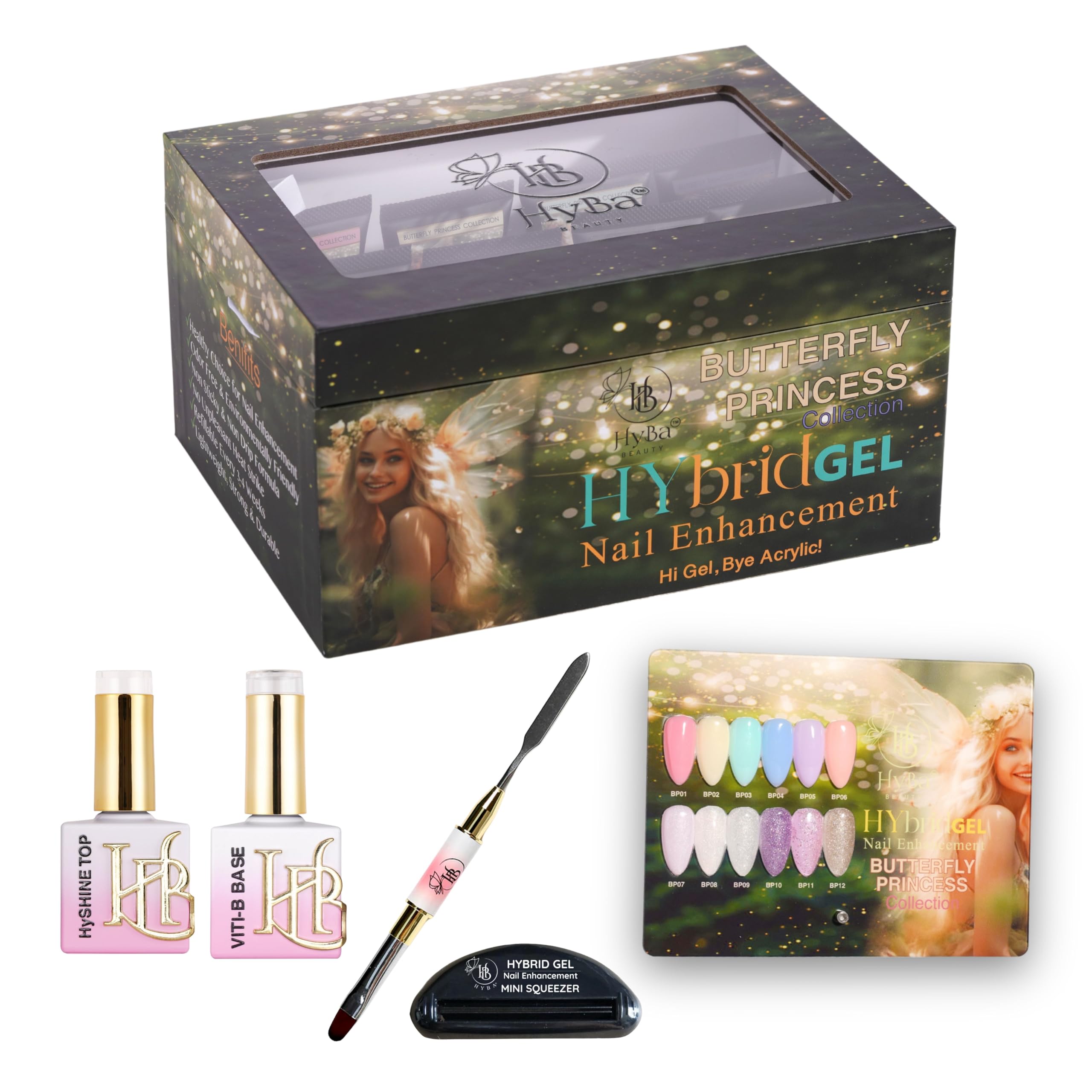 HYBRID GEL POLISH BUTTERFLY PRINCESS Collection 7 - FREE Top Base Brush