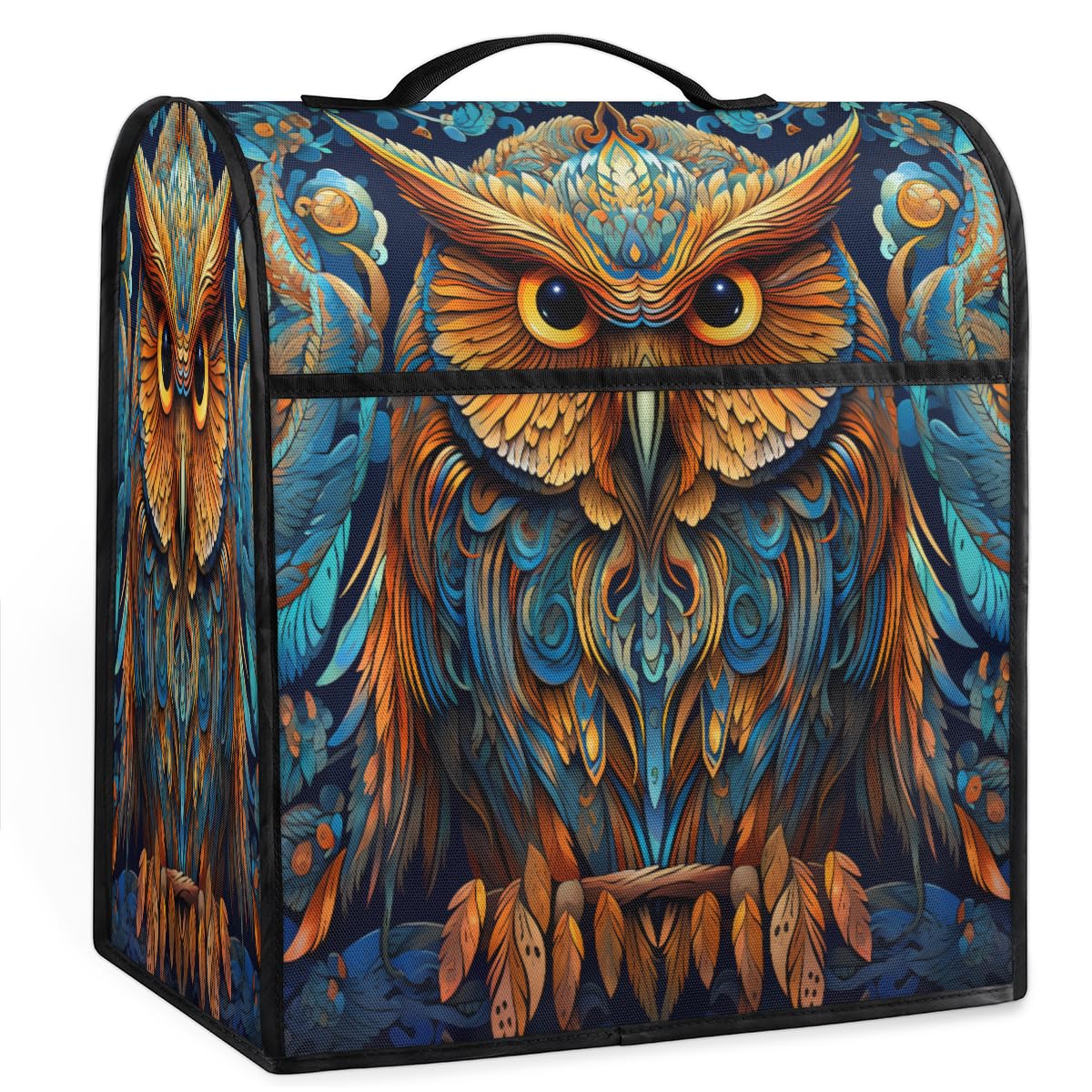 Coffee Maker Cover Ethnic Owl Kitchen Appliance Covers Small Appliance Covers Blender Cover Juicer Cover Dust Covers for Kitchen Appliances with Top Handle and Pockets,Washable,B495