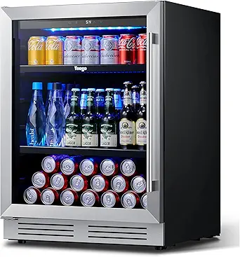 Yeego Beverage Refrigerator Cooler - 24 inch 180 Can Mini Fridge with Glass Door, 34-54°F