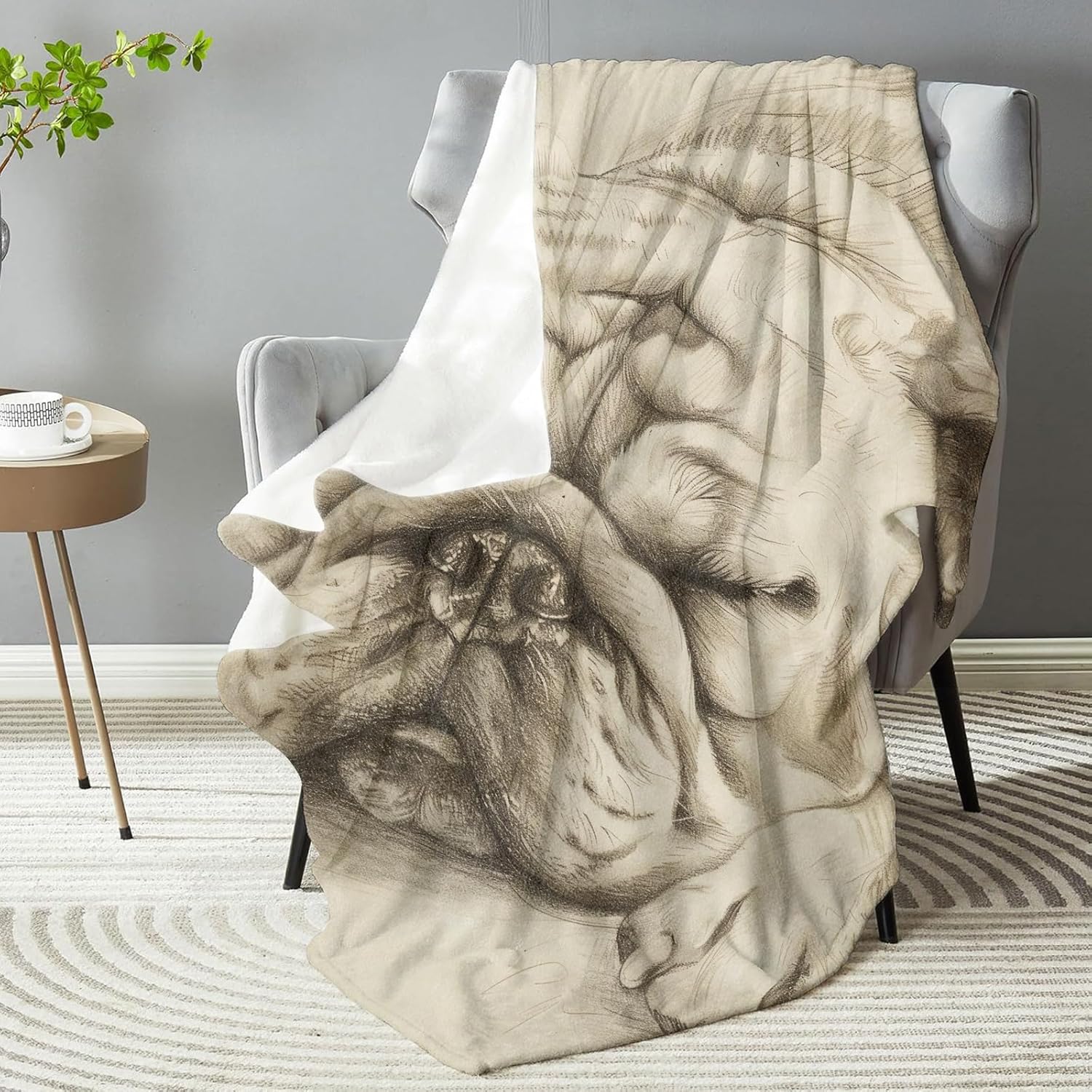for Classic Bulldog Sketch Flannel Throw Blanket–Soft, Comfy & Warm, Lightweight Plush, Fuzzy Anti-Pilling Fabric, Ideal for Couch, Bedroom, Travel, Living Room 50in×60in - Image 2