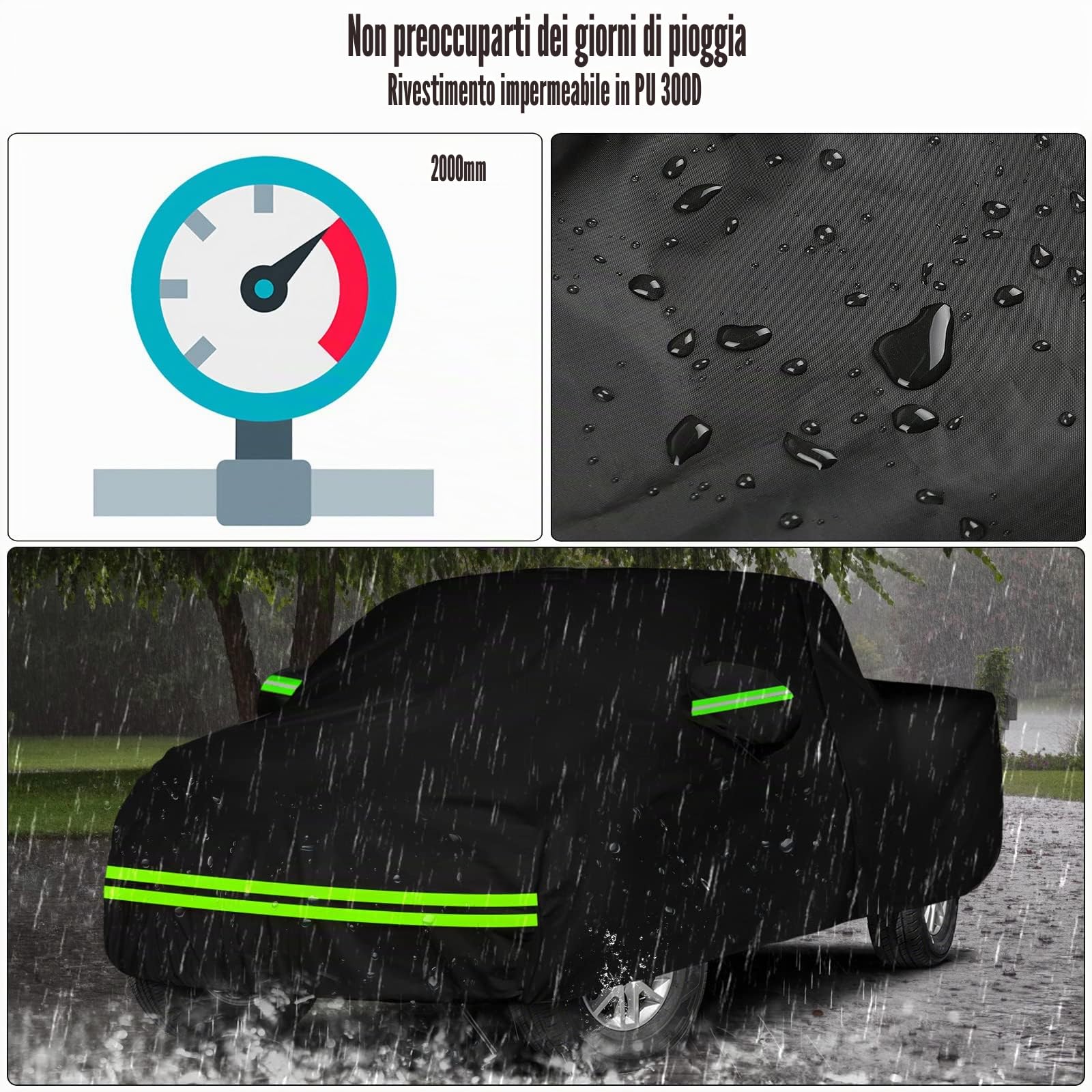 Telo copriauto Pickup, Copertura per Auto Compatibile con Ford Ranger Toyota Hilux Nissan Navara, Impermeabile Traspirante Telo Auto Copriauto da Esterno protezione da neve, pioggia, polvere