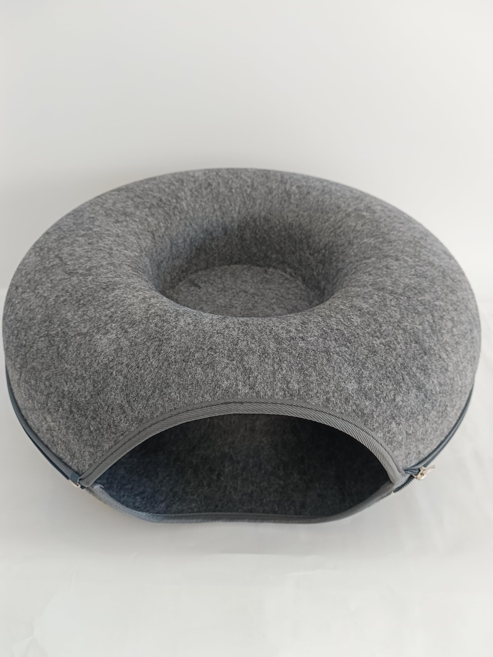 kchwqy-Indoor cat House,Cat Bed,Large pet cat den,Detachable Felt,All-Season cat Bed,The cat Plays in The Tunnel Bed,Less Than 10kg cat Bed,Dark Grey