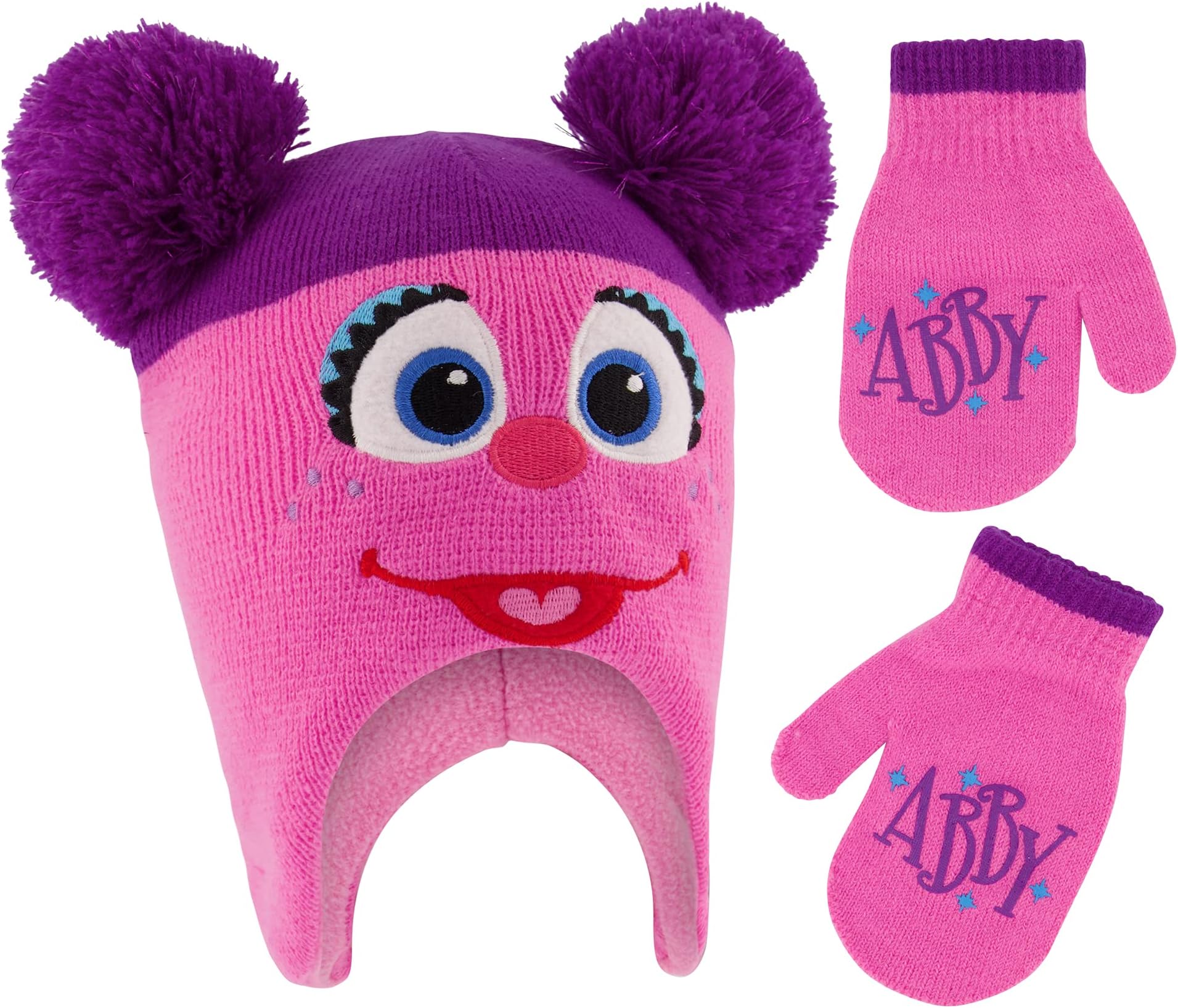 baby-girls Toddler Winter Hat, and Kids Mittens, Abby Cadabby Baby Beanie for Girls Ages 2-4 Cold Weather Hat