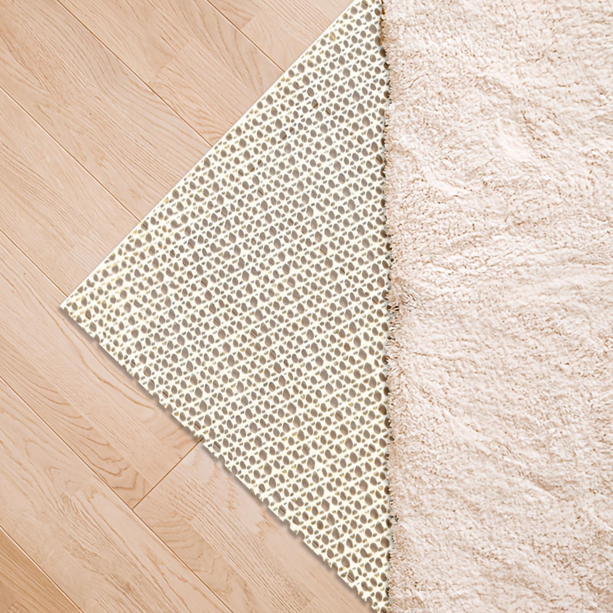 Tappetino Antiscivolo Multiuso 200 x 345 cm Rivestimento Antiscivolo PVC Rete Ritagliabile per Auto e Cassetti da Cucina, Antiderapant Tappeto in Parquet, bianco