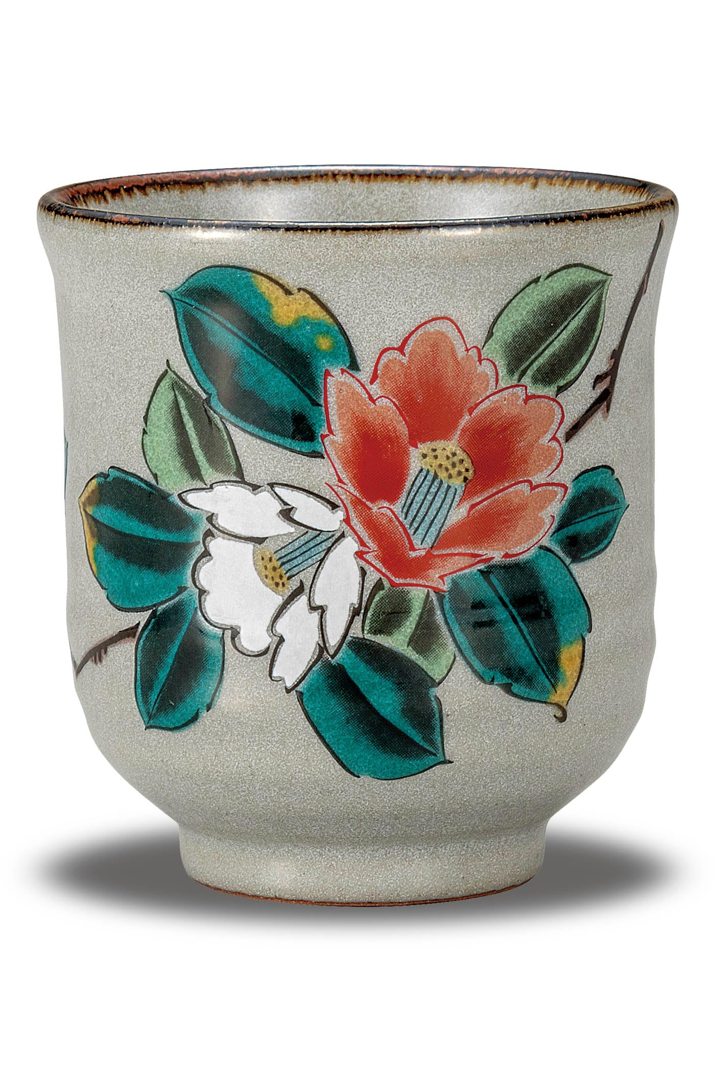 Amazon | 和座の蔵 おしゃれ 九谷焼 湯呑み 紅白山茶花 湯呑み茶碗