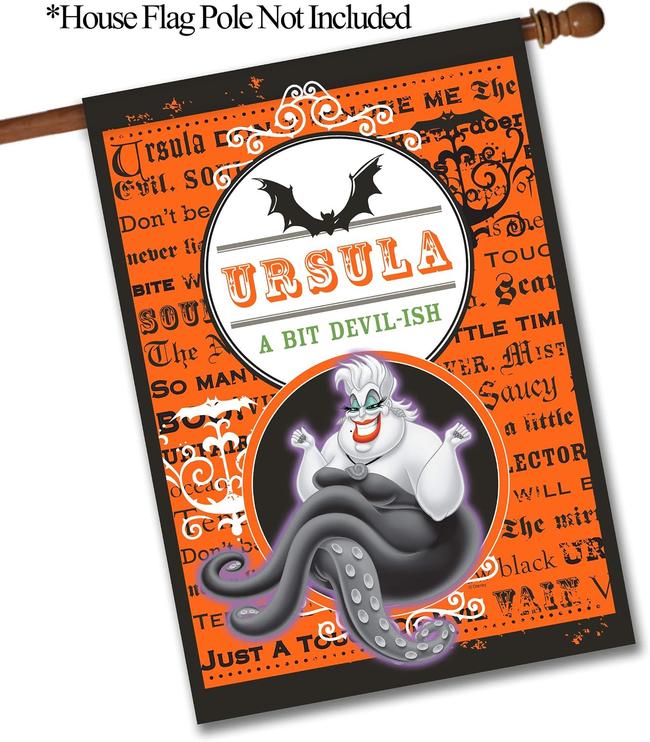 Flagology.com, Disney, Ursula, Ursula A Bit Devil-ish, Halloween, Outdoor/Indoor, Exclusive Premium Fabric, Officially Licensed Disney (28" x 40")