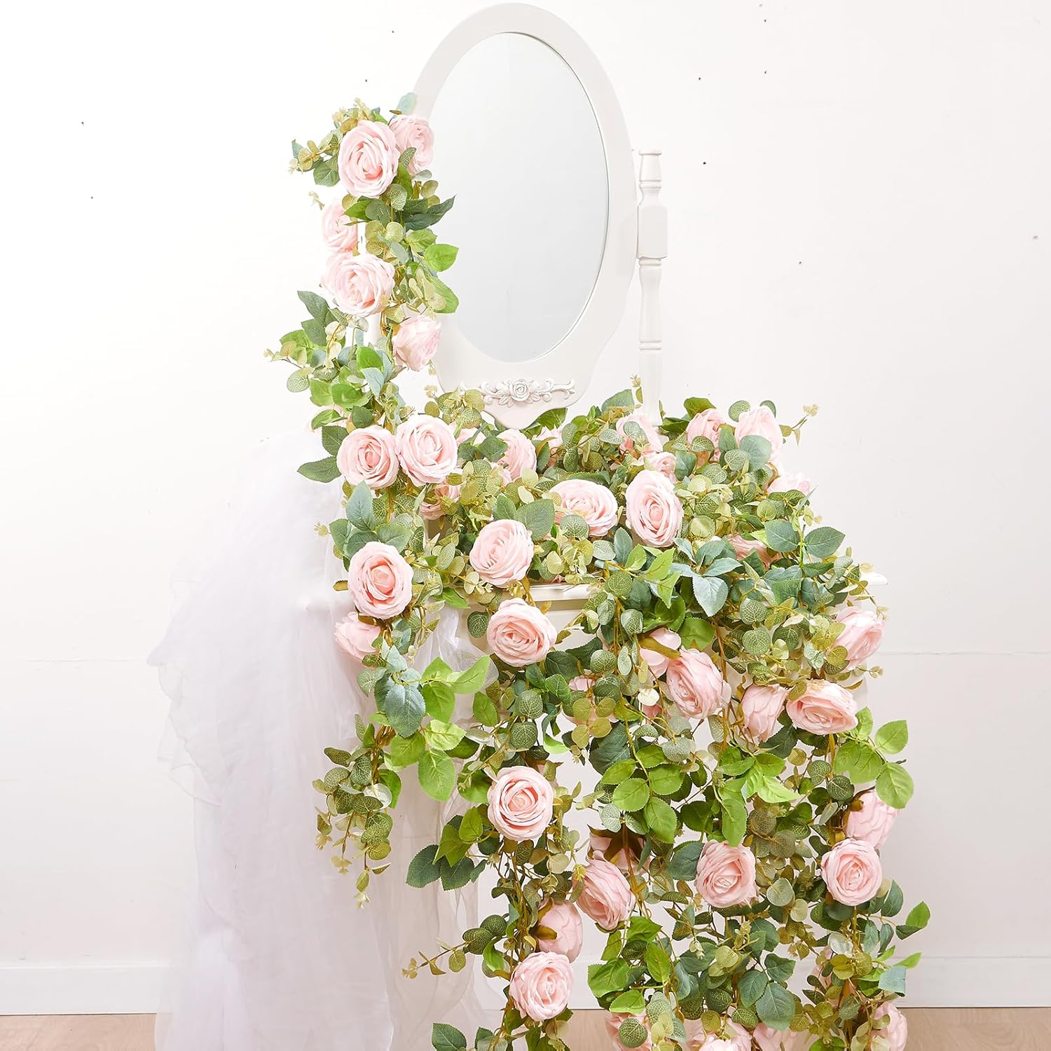 Flower Garland Artificial Rose Vine Flowers Hanging Fake Roses Vines for Wedding Bi...