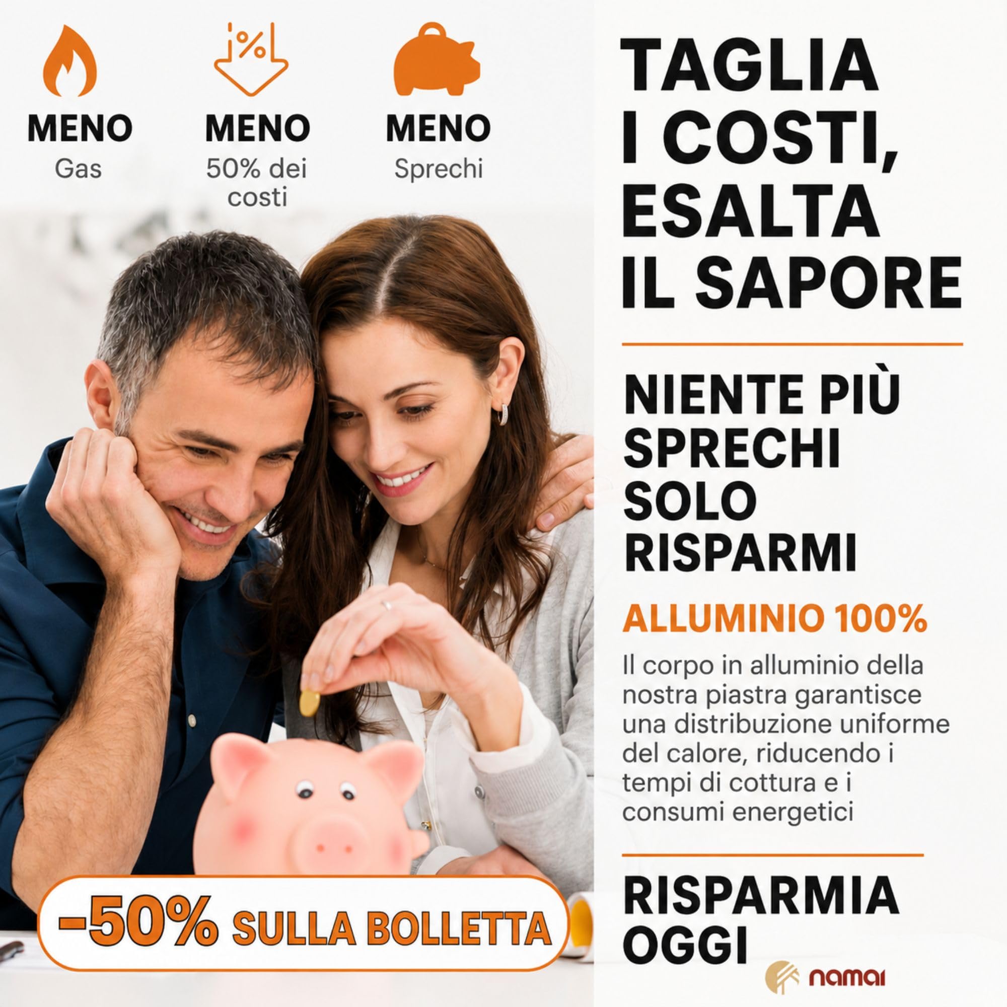NAMAI - Bistecchiera Induzione Rettangolare, 45,5 CM x 27 CM | Rivestimento Antiaderente, Alluminio Pressofuso, Adatta In Lavastoviglie, Adatta a Tutti i Piani Cottura