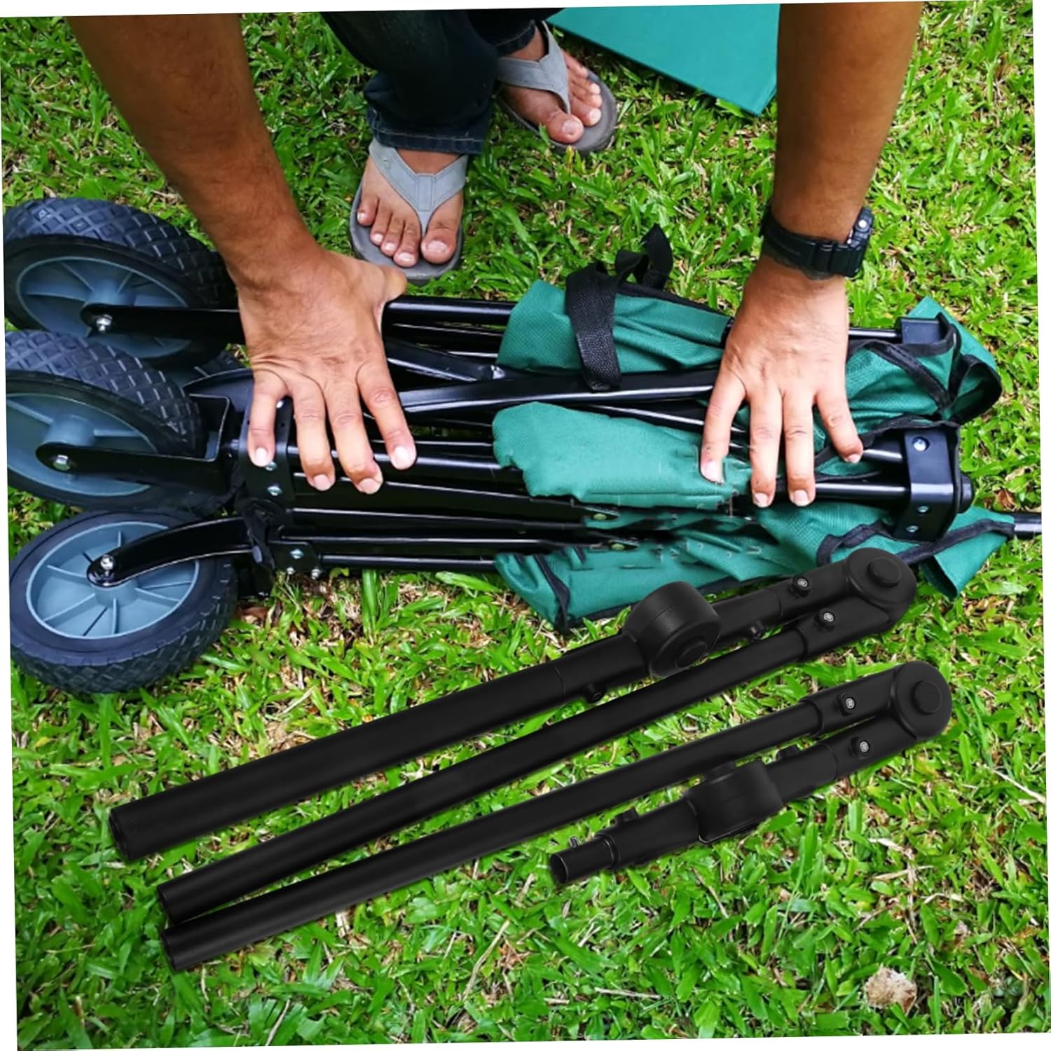 1set Folding Wagon Cart Handle Replacement for Camping and Outdoor Use Easy to Install Versatile Push Handle Accessories Compatible Carts and Strollers
