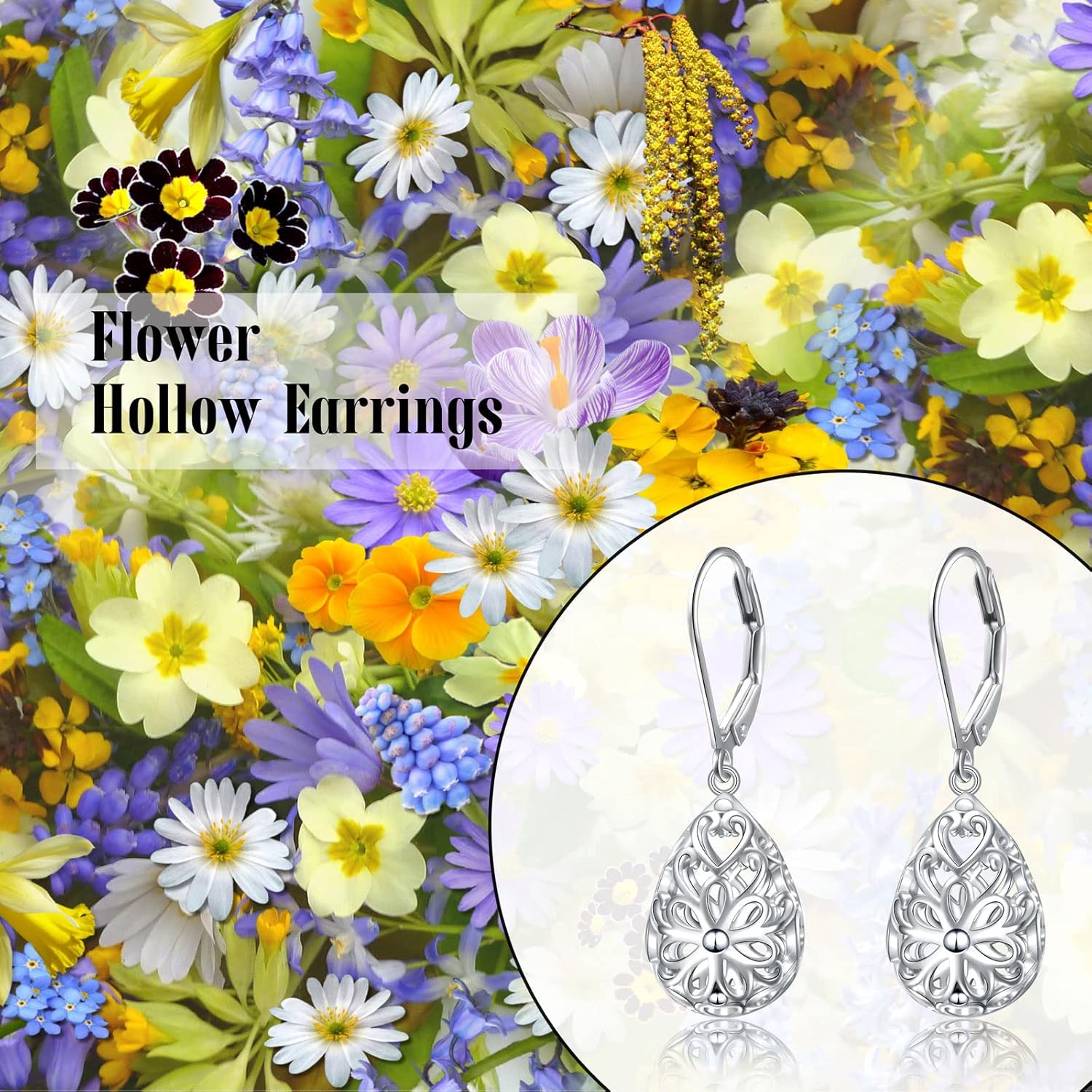 925 Sterling Silver Filigree Dangle Drop Earrings Daisy/Lotus/Rose Flower/Moonstone Leverback Teardrop Earrings for Women Infinity Celtic Knot Daisy Lotus Jewelry for Mothers Day - Image 6