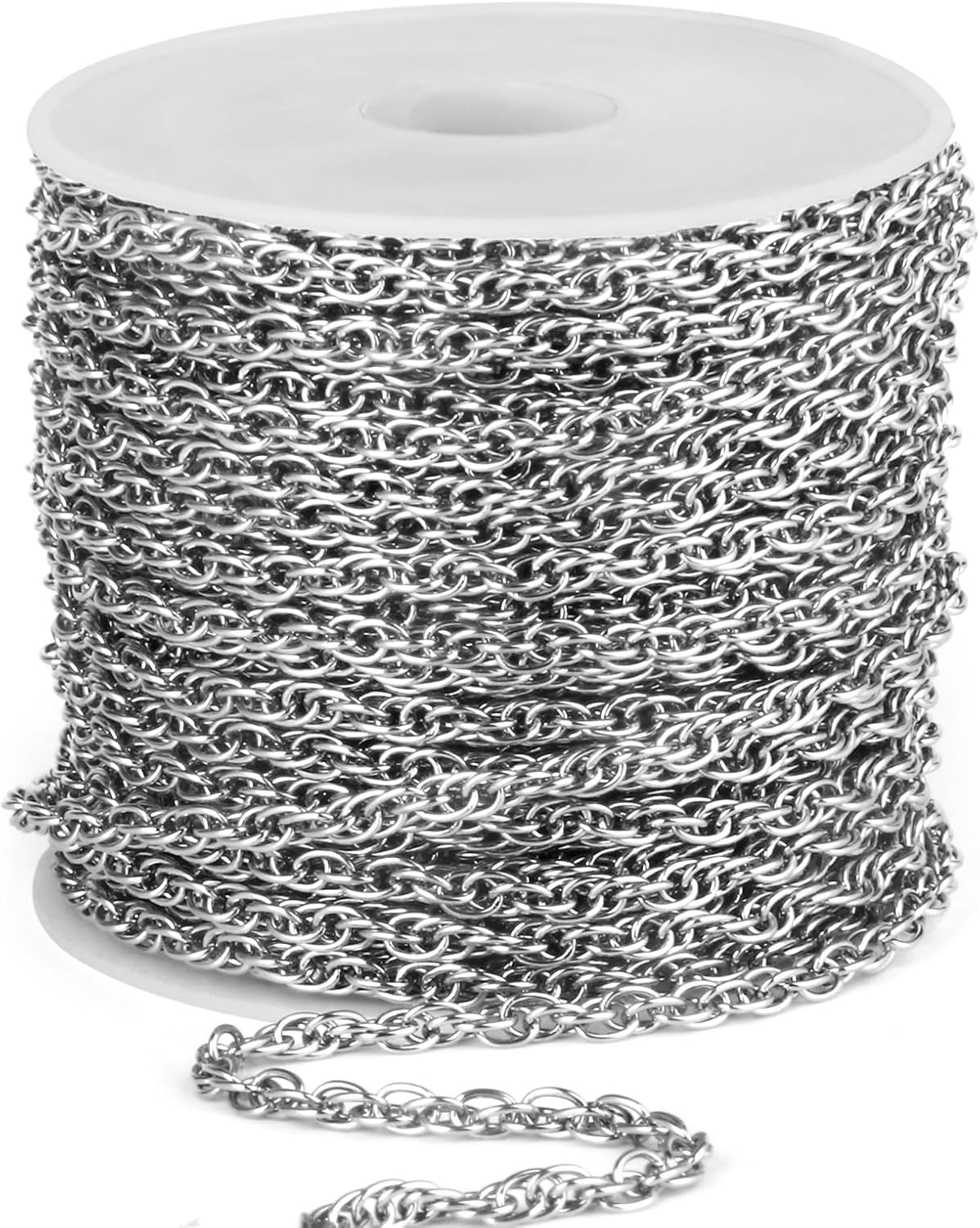 33 Feet Stainless Steel Twisted Cable Chains Roll, 2.5mm 304 Stainless Steel Double Links Rope Chain Bulk Spool for Jewelry Making DIY Craft - Image 6