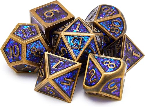 Miniatura 2 de Juego de dados de metal D&D, juego de dados de metal DND de Polyhedron Dungeons and Dragons, adecuado para Pathfinder RPG Shadow Run Savage World y