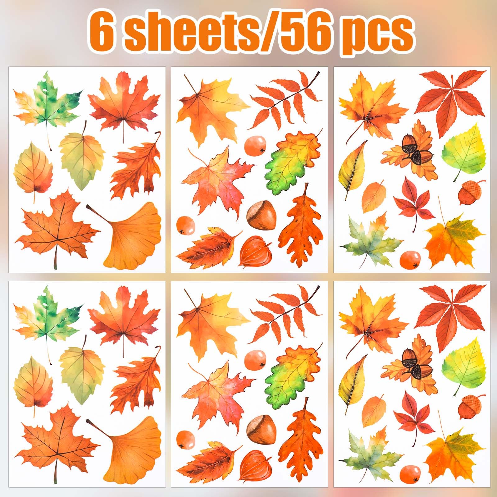 112 Stück Thanksgiving Fensteraufkleber – Herbstblätter Deko Für Fenster & Glasflächen