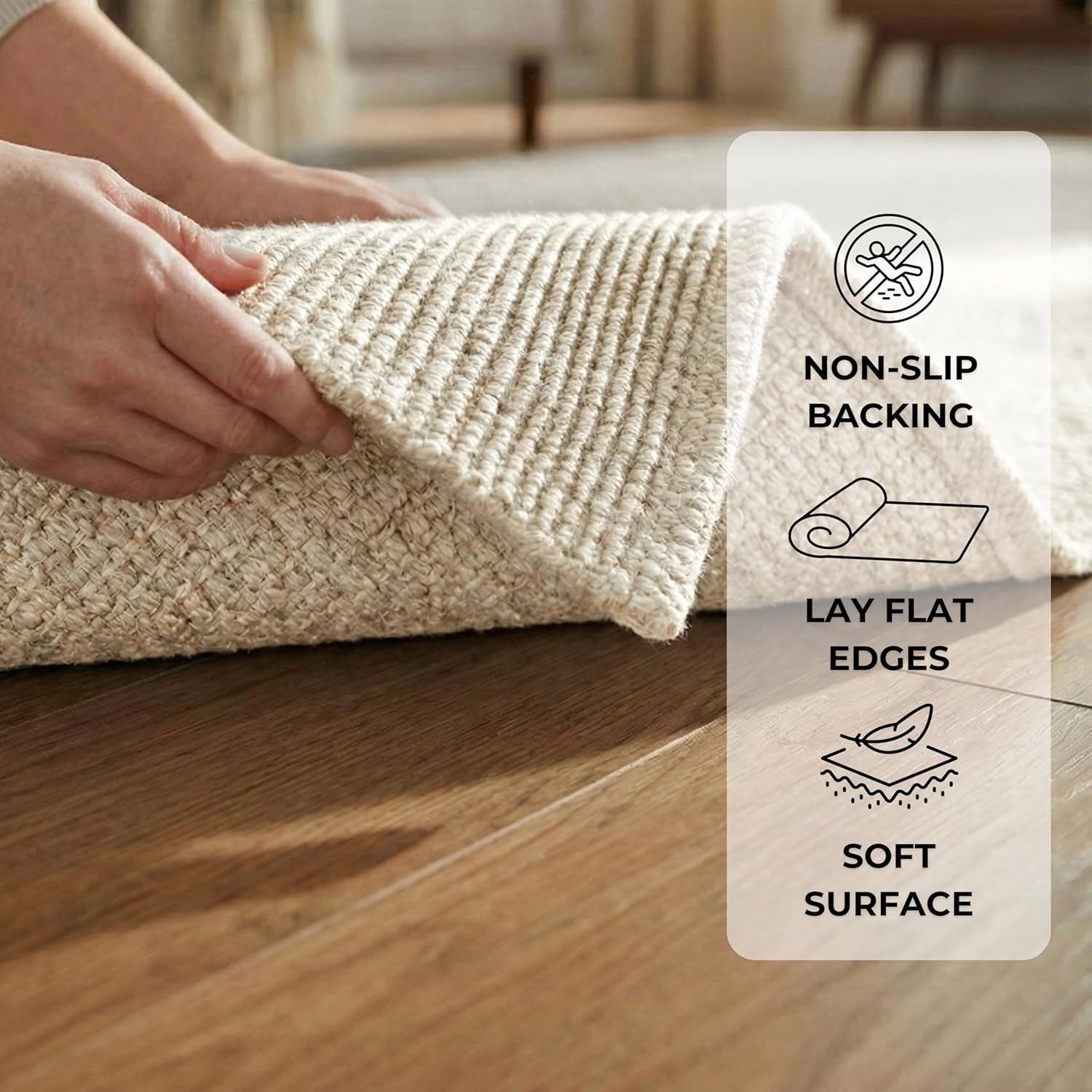 THE BEER VALLEY Runner Rug 2x6 Ft - Ivory, Washable Boho Area Rugs Non Slip for Kitchen Living Room, Farmhouse Indoor Outdoor Hallway Woven Mat, Long Bathroom Floor Runners