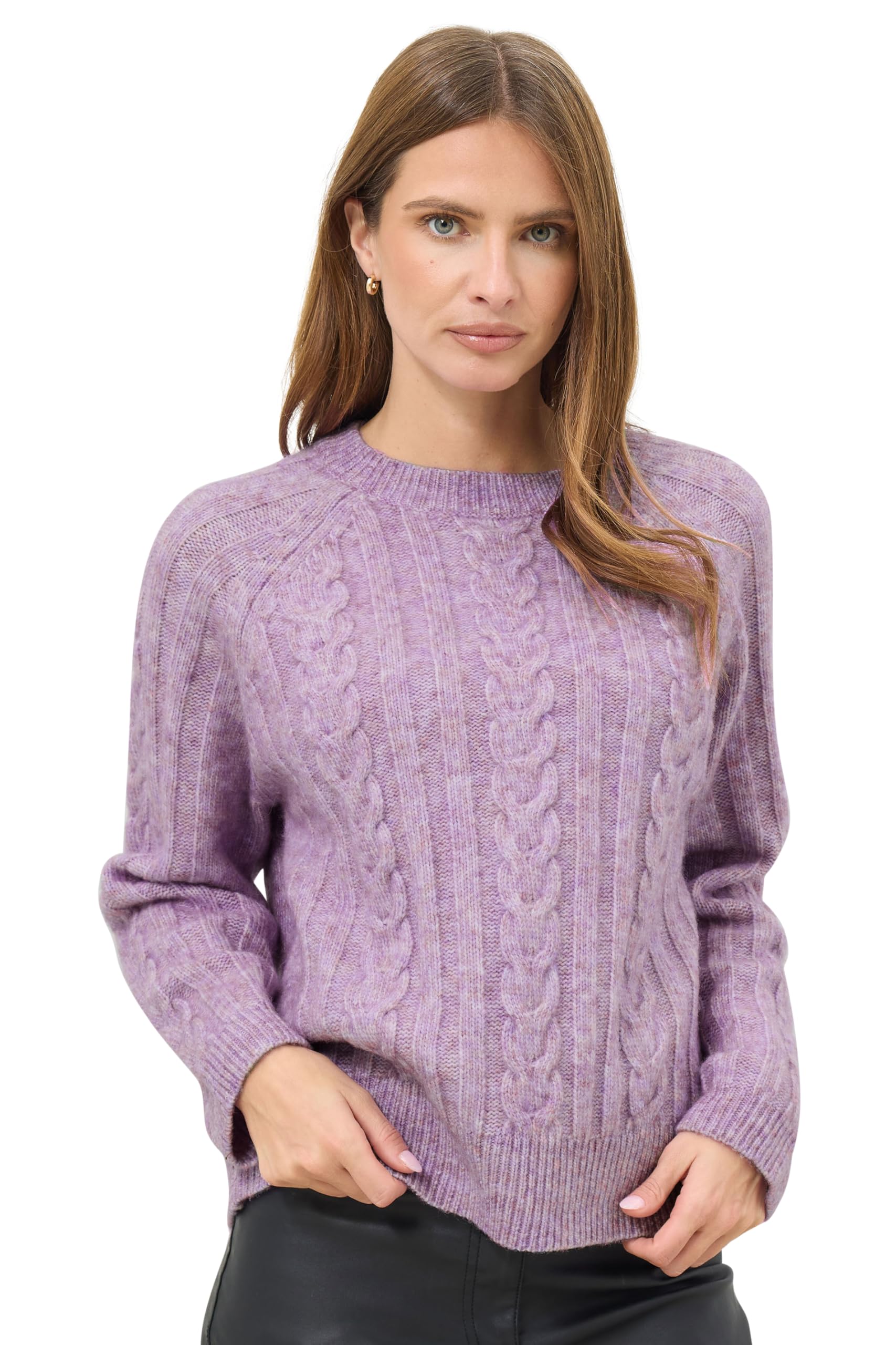 M&Co Women's Cable Knitted Jumper in Lilac | Size: 14-16