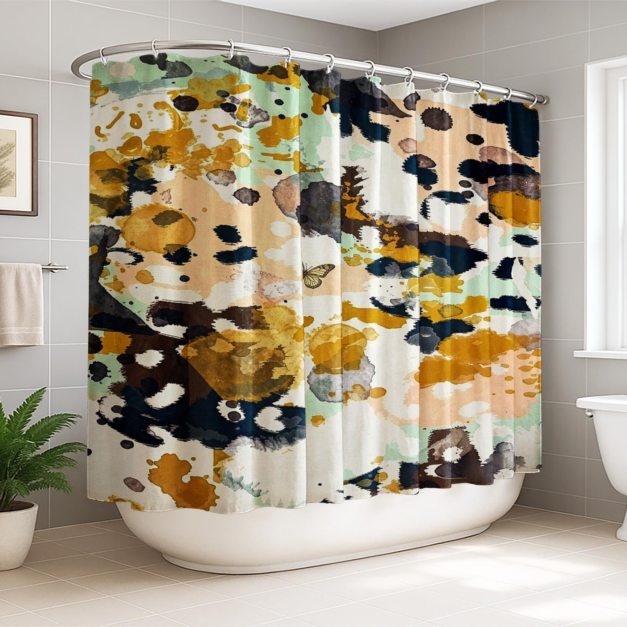 Rideau de douche décoration hôtel et maison motif artistique d'automne pour baignoire XL
