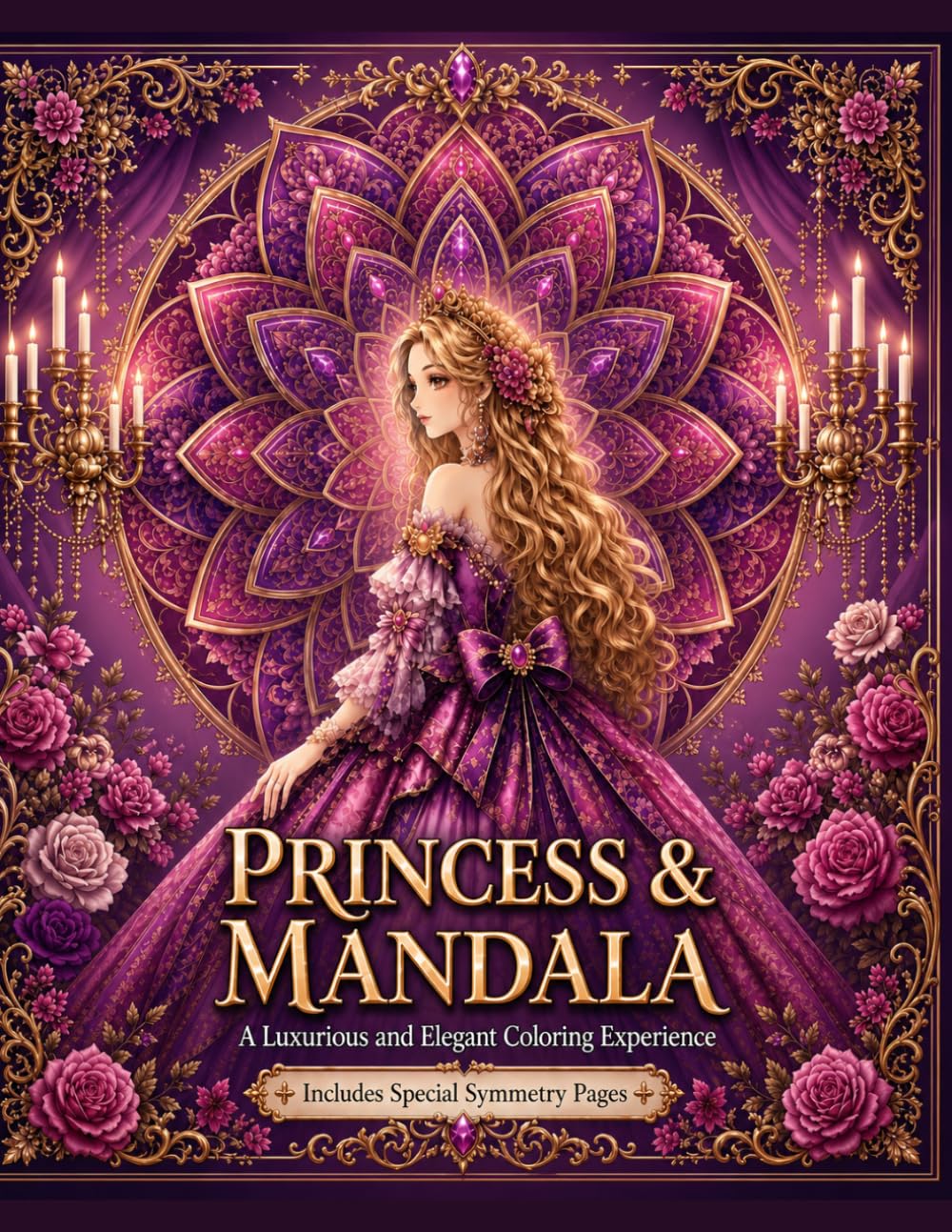 Princess & Mandala Coloring Book: A Luxurious Coloring Experience with Elegant Princesses and Intricate Mandalas