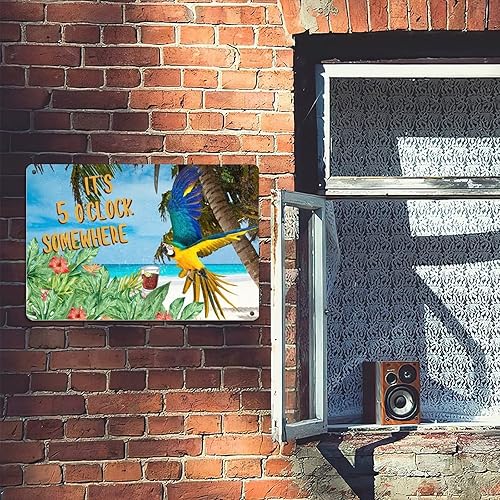 Miniatura 5 de Parrot Beach - Placa de lata de palma de coco para verano, bebidas de frutas, placa de metal, arte de pared de verano, placas de pared de metal,