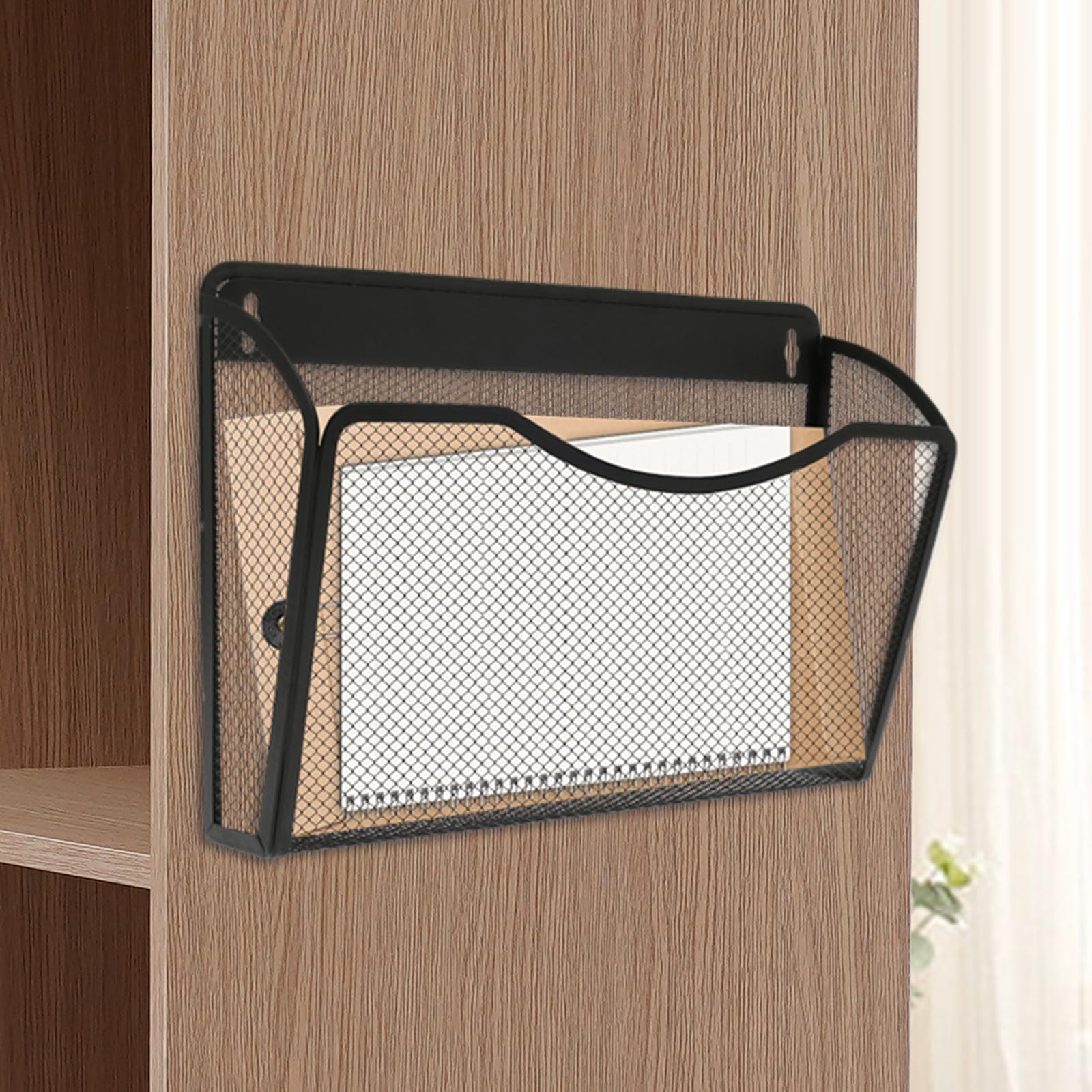Sutowe Magnetic File Holder, 33.5x22cm A4 Magnetic Document Organizer Wall Mounted File Cabinets Office Supplies with Screw Hanging Mail Storage Papers Letter Holder for Whiteboards, Fridge