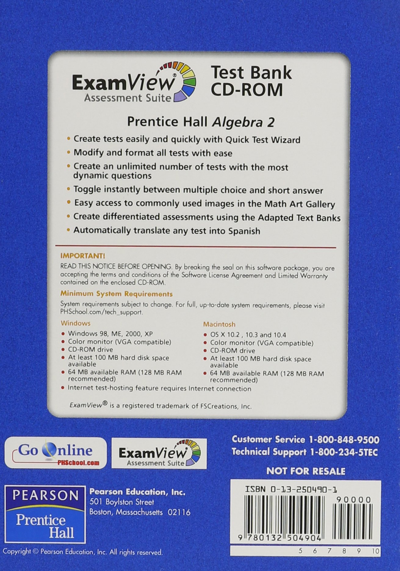 Prentice Hall Math Algebra 2 Examview Test Generator CD 2007c - Image 2