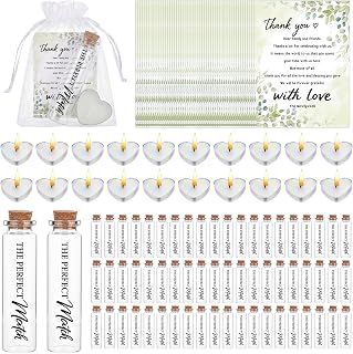 60 Sets Wedding Favors for Guests Glass Bottle & Candle Card & Bag