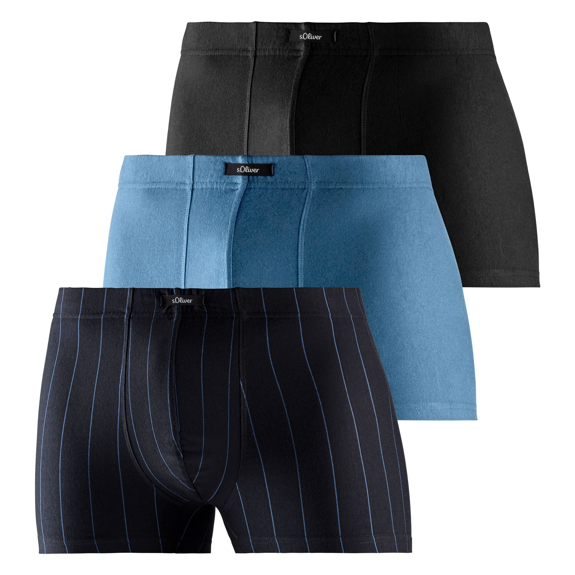 s.Oliver Herren Boxershorts 3X, Blau Schwarz, S EU