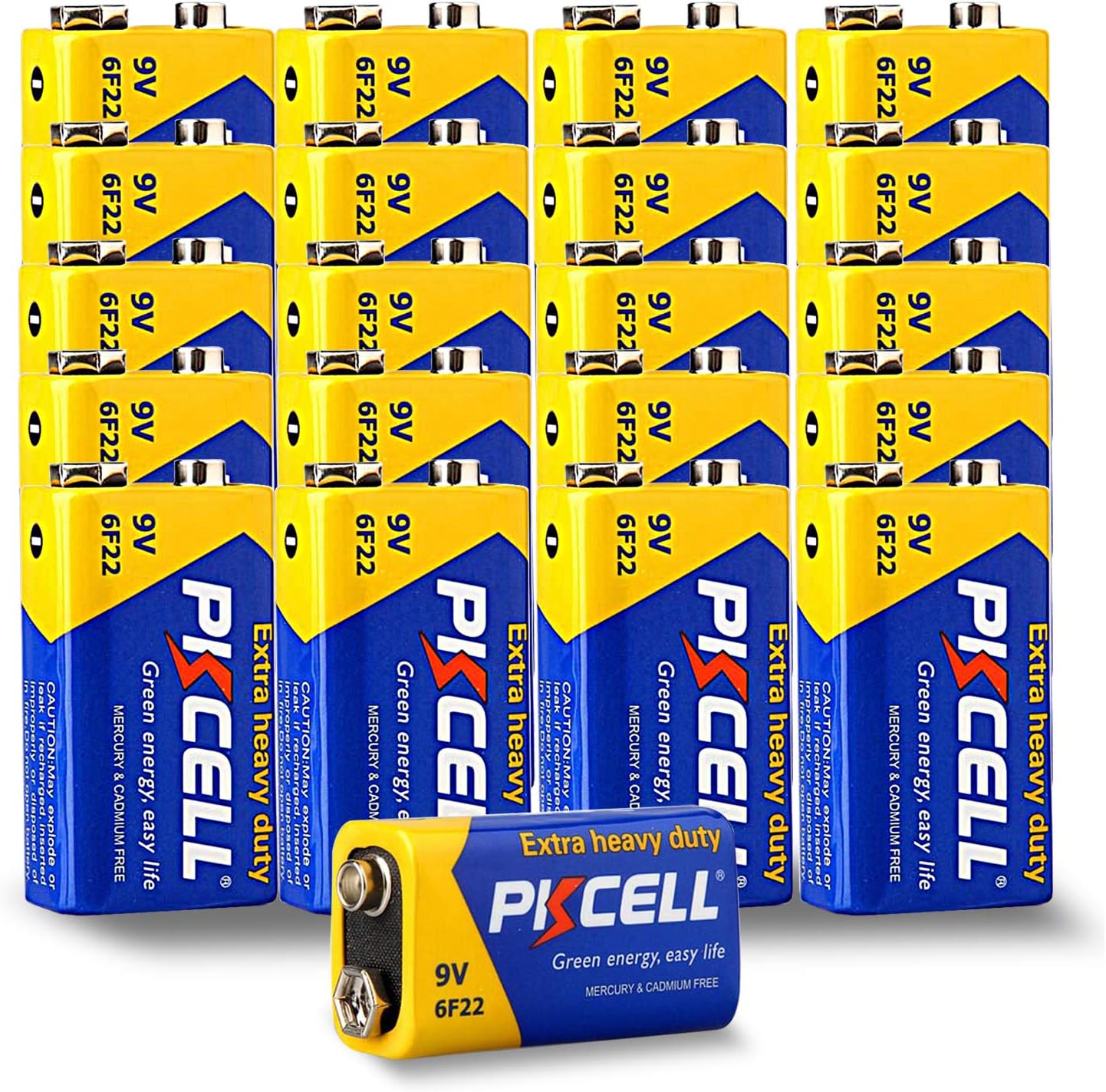 - 9V Batteries, 100 Pack 9 Volt Batteries Carbon Zinc, 9V Battery for Smoke Detector, Alarms, 6F22 Square Battery