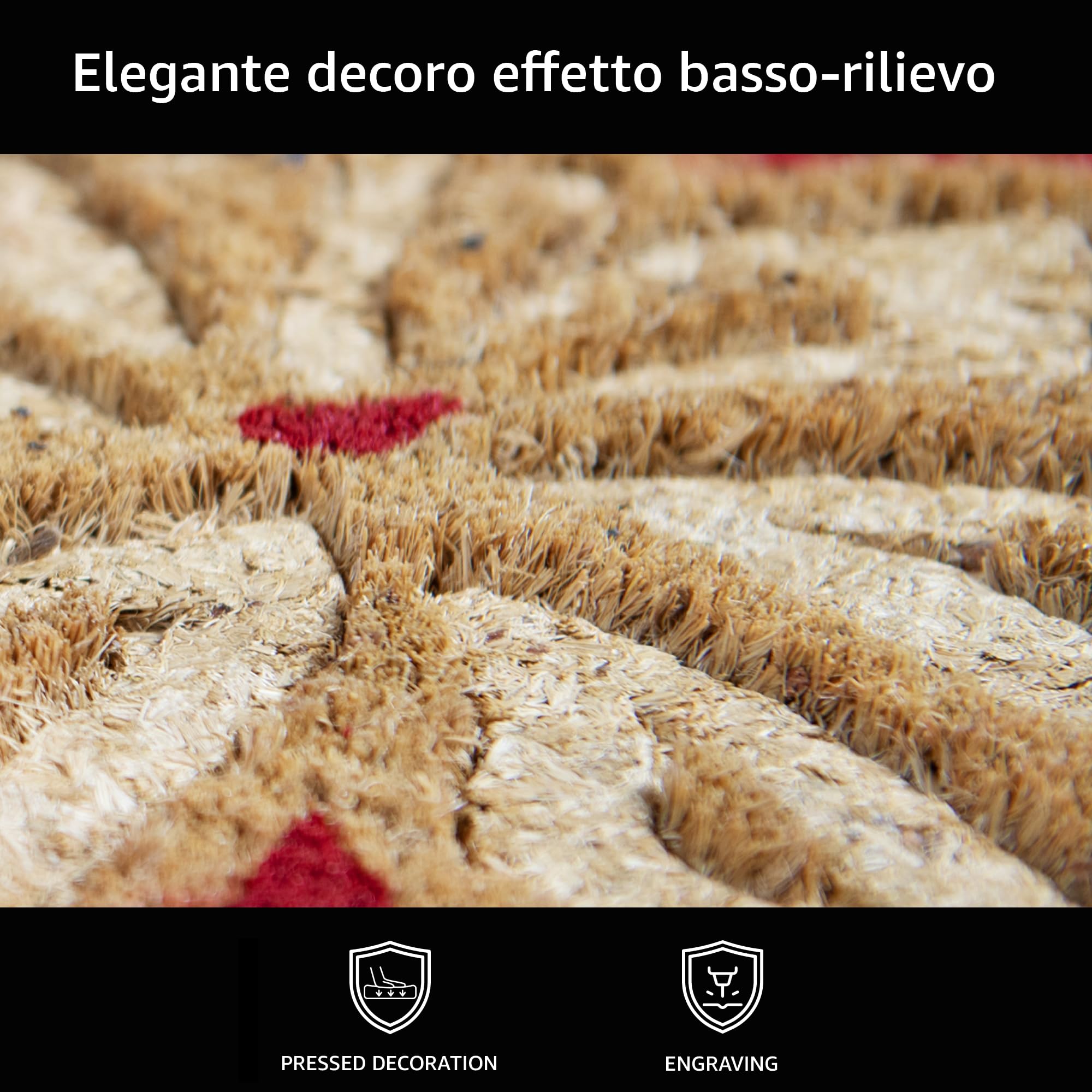 Comart - Felpudo Coco Rio - Antideslizante - 40x70 - Flores Rojas