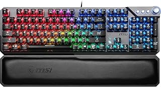 MSI Vigor GK71 Sonic Mechanical Gaming Keyboard (UK Layout) - MSI Sonic Blue Switches (Clicky), Ergonomic ClearCaps, Volume Dial, On-board Profiles, RGB Mystic Light, Wrist Rest, USB 2.0 - Full-Sized