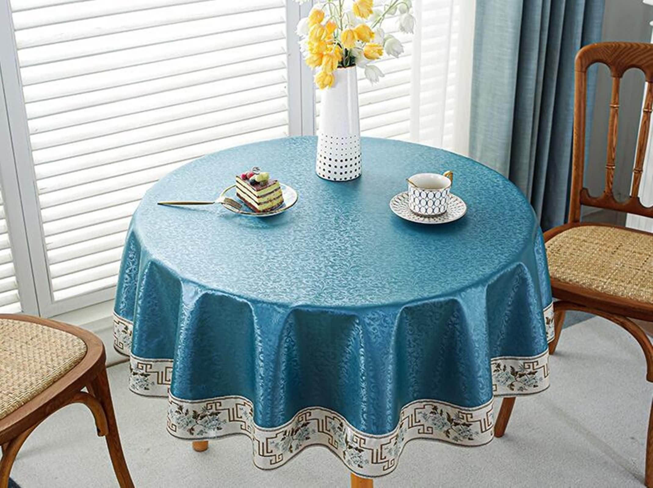 Nappe ronde kitchen 140 cm Beydodo en cuir PU imperméable motif vigne pour table à manger