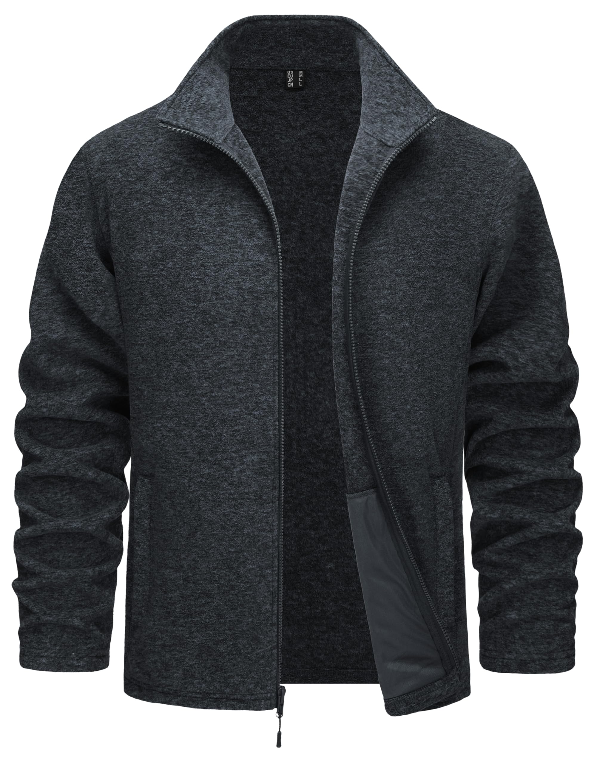 TACVASEN Men's Fleece Jackets Full Zip Lightweight Jacket Casual Soft Warm Coats with Pockets