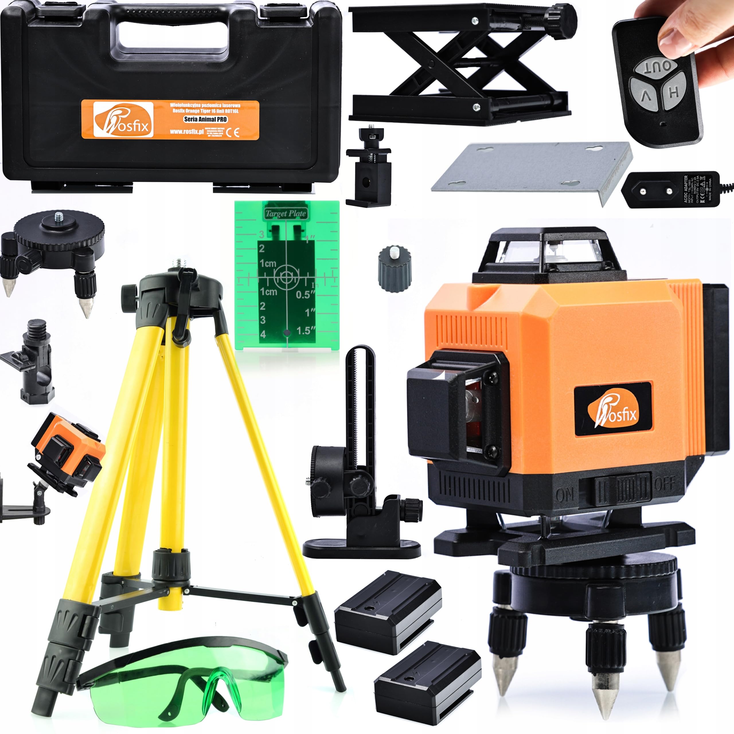 Rosfix Orange Tiger ROT16L 360: laser professionale a linee incrociate con numerosi accessori per un livellamento e un rilevamento precisi