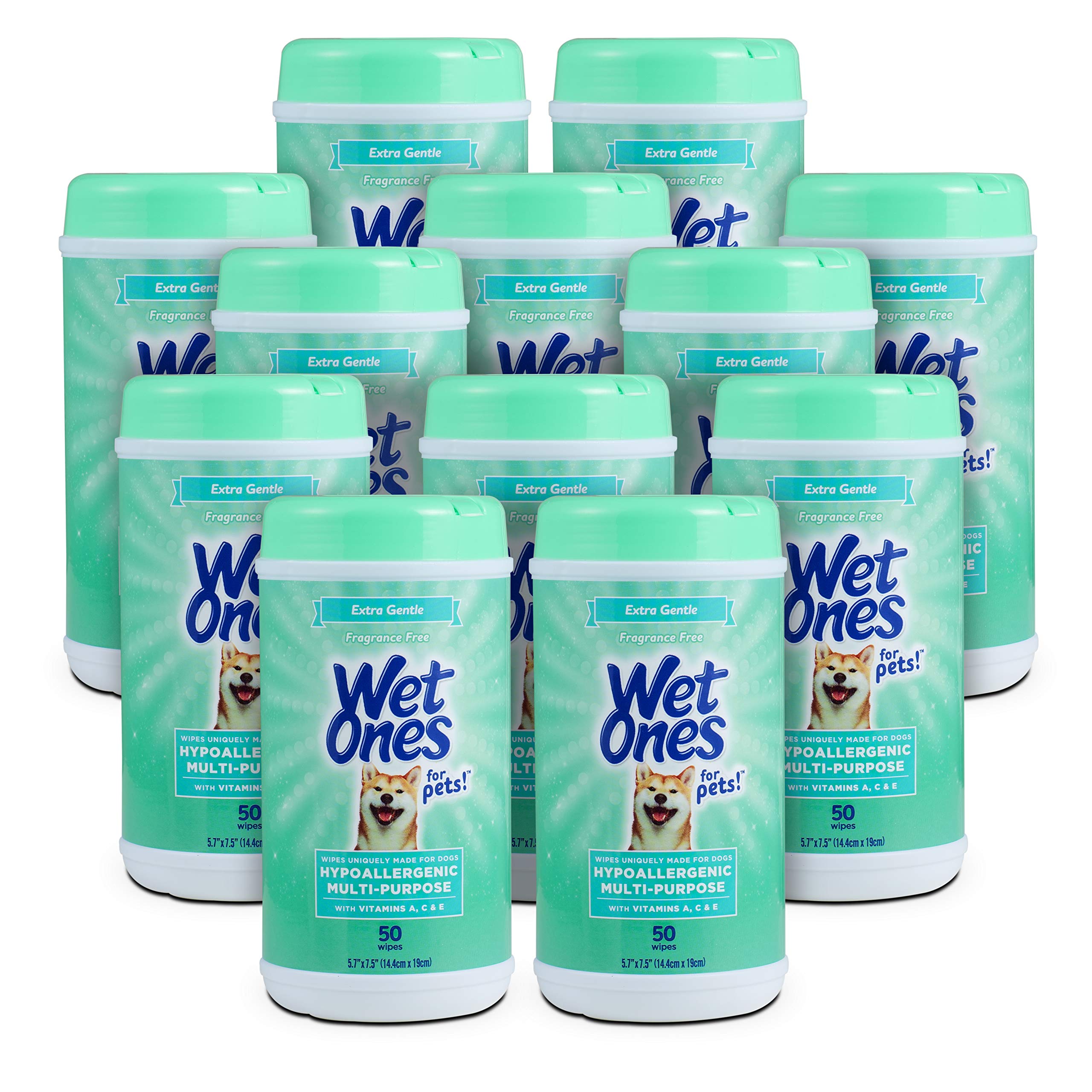 Wet Ones for Pets FF14365PCS12 Lot de 50 lingettes hypoallergéniques multi-usages avec vitamines A, C et E, sans parfum et hypoallergéniques pour tous les chiens