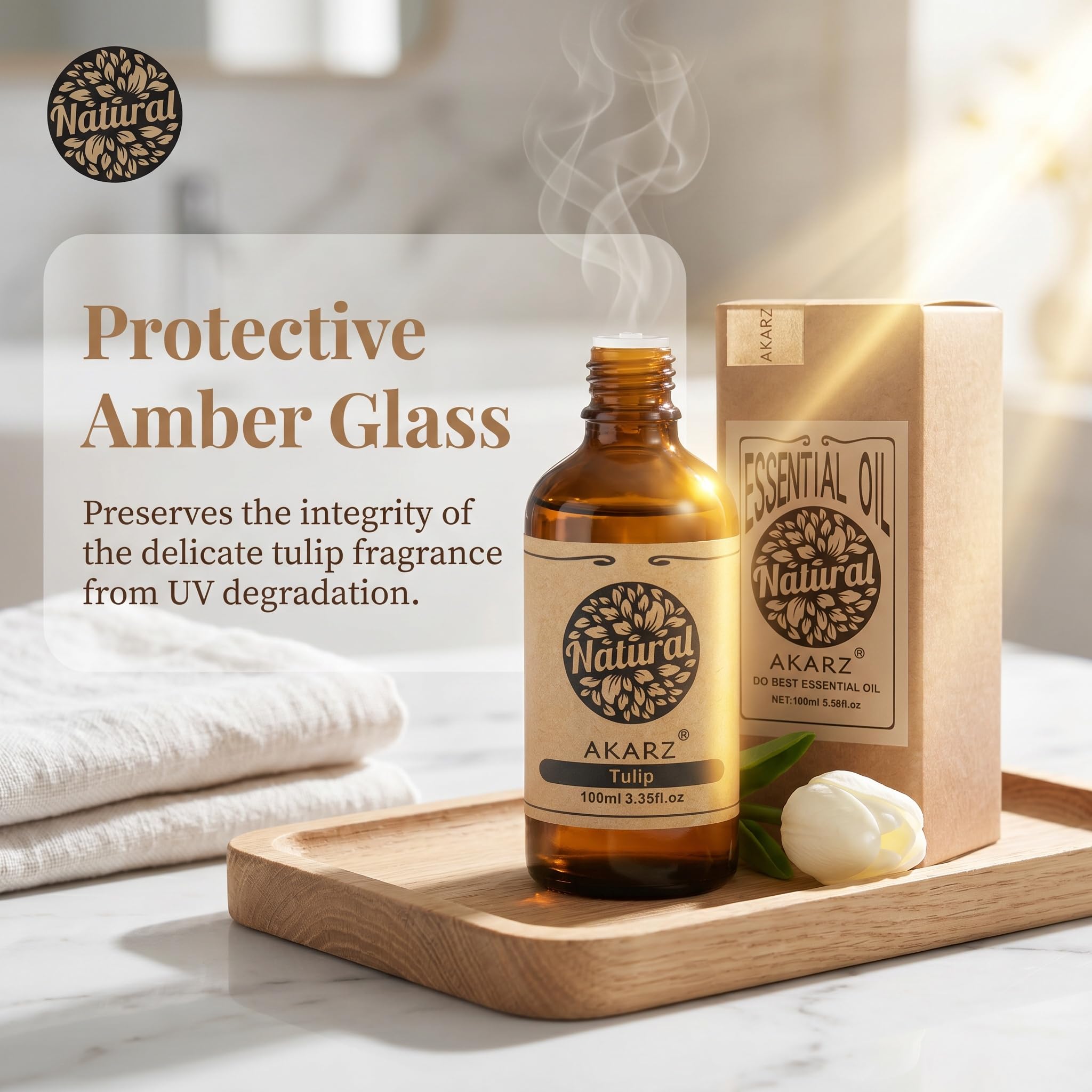 AKARZ 100ml Olejek esencjny z Tulipana - Naturalny olejek aromatyczny do dyfuzorów, lamp aromatycznych i aromatów pomieszczeń