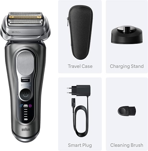 Braun Rasoio Elettrico Uomo Series 9+ PRO 9615S Argento, Impermeabile, Lame di Precisione Ultra-Sottile E Trimmer Pro Trimmer Per Rasare La Barba, Cofanetto Rasatura Con Custodia Da Viaggio - 8
