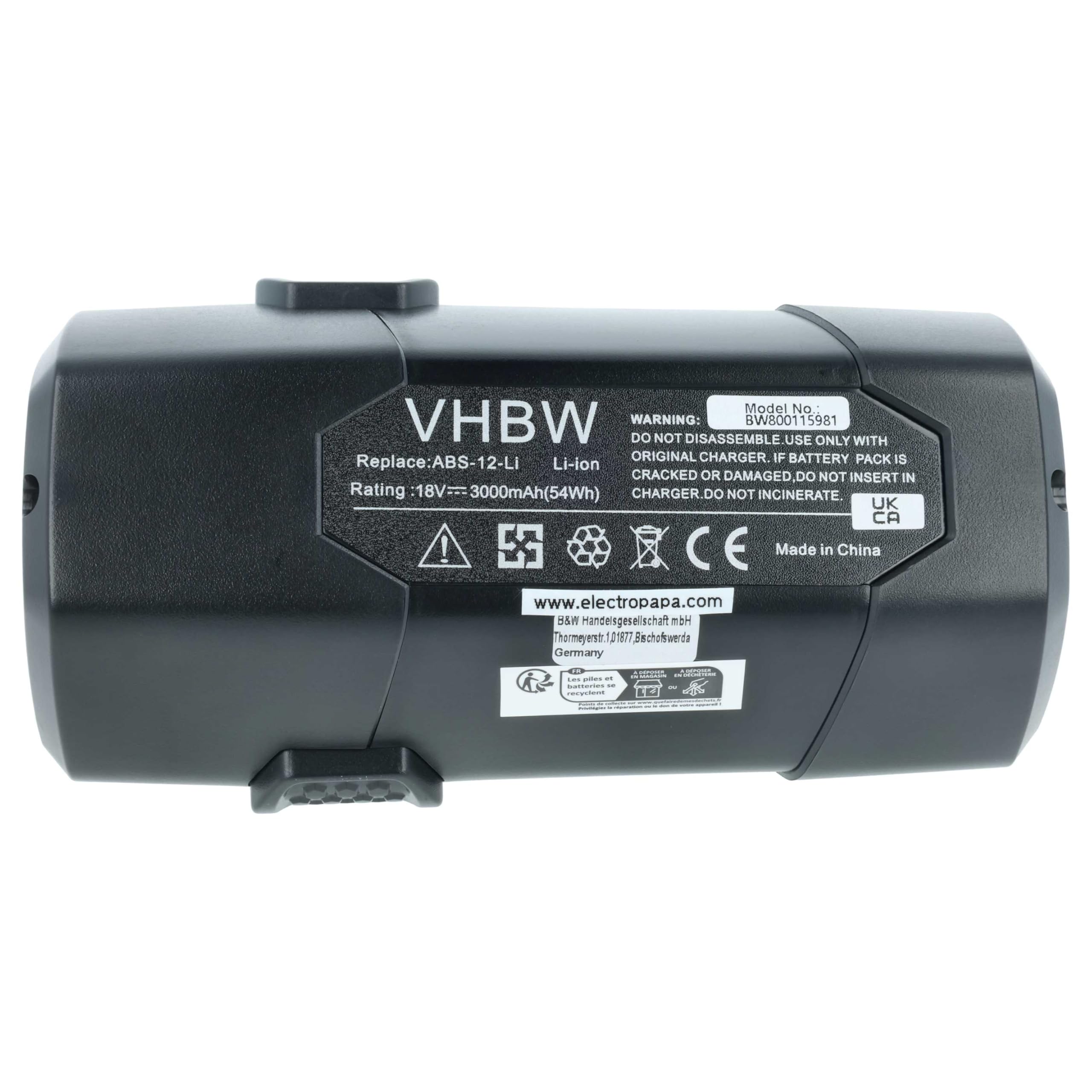 vhbw Akumulator kompatybilny z narzędziami Lux-Tools A-KS-18Li/25 (3000 mAh, litowo-jonowy, 18 V)